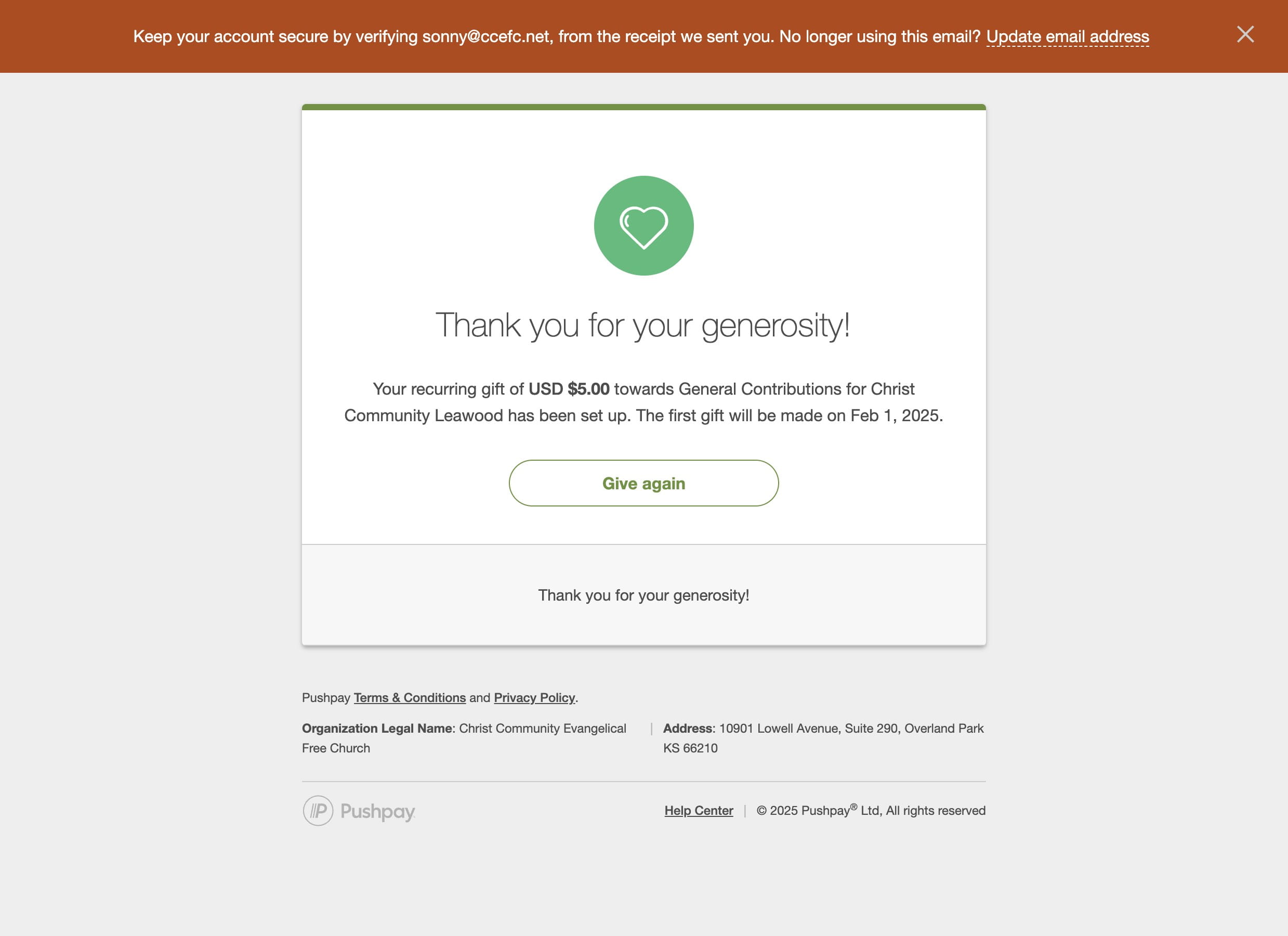 You are finished. Thank you for your generosity