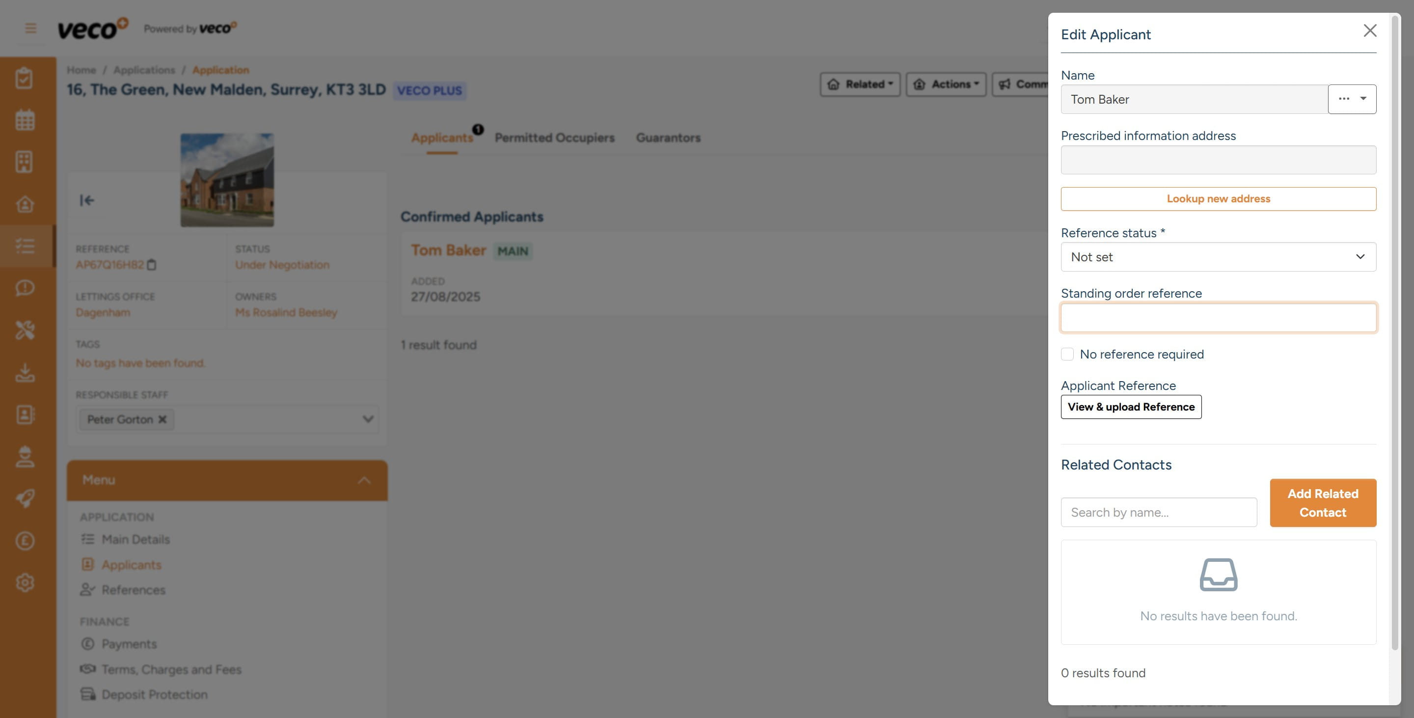 Enter the Guarantor's name in the 'Search by name' field