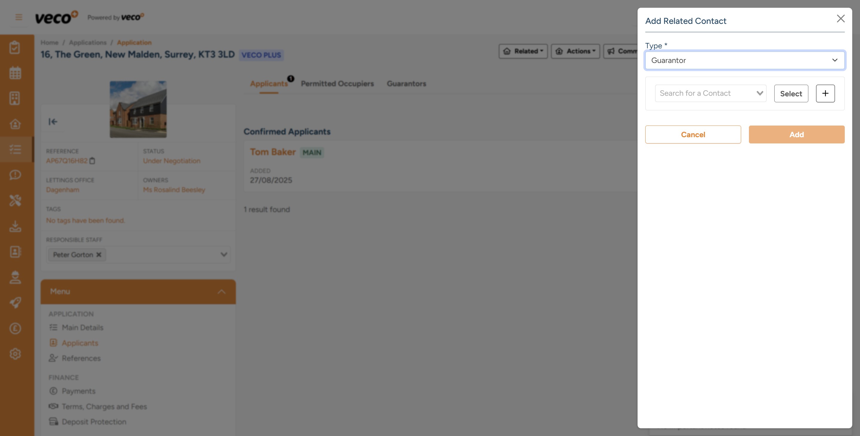 Select the option 'Guarantor'