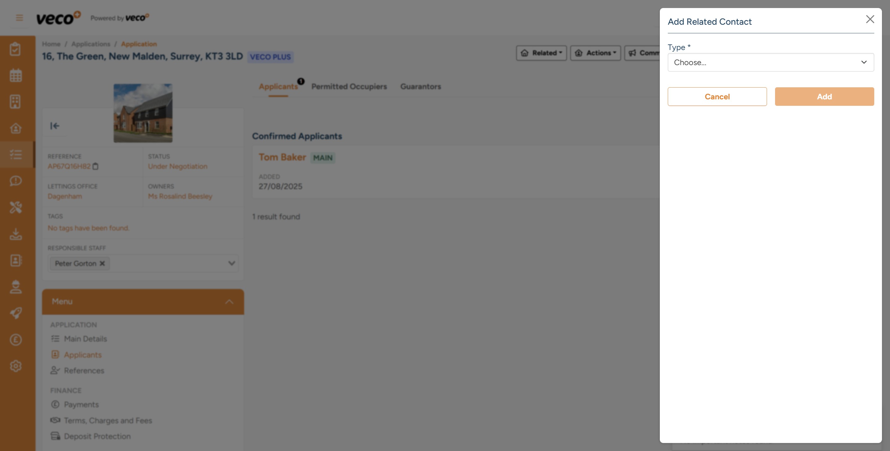Then select 'Choose' which will show a list of Related Contact Types