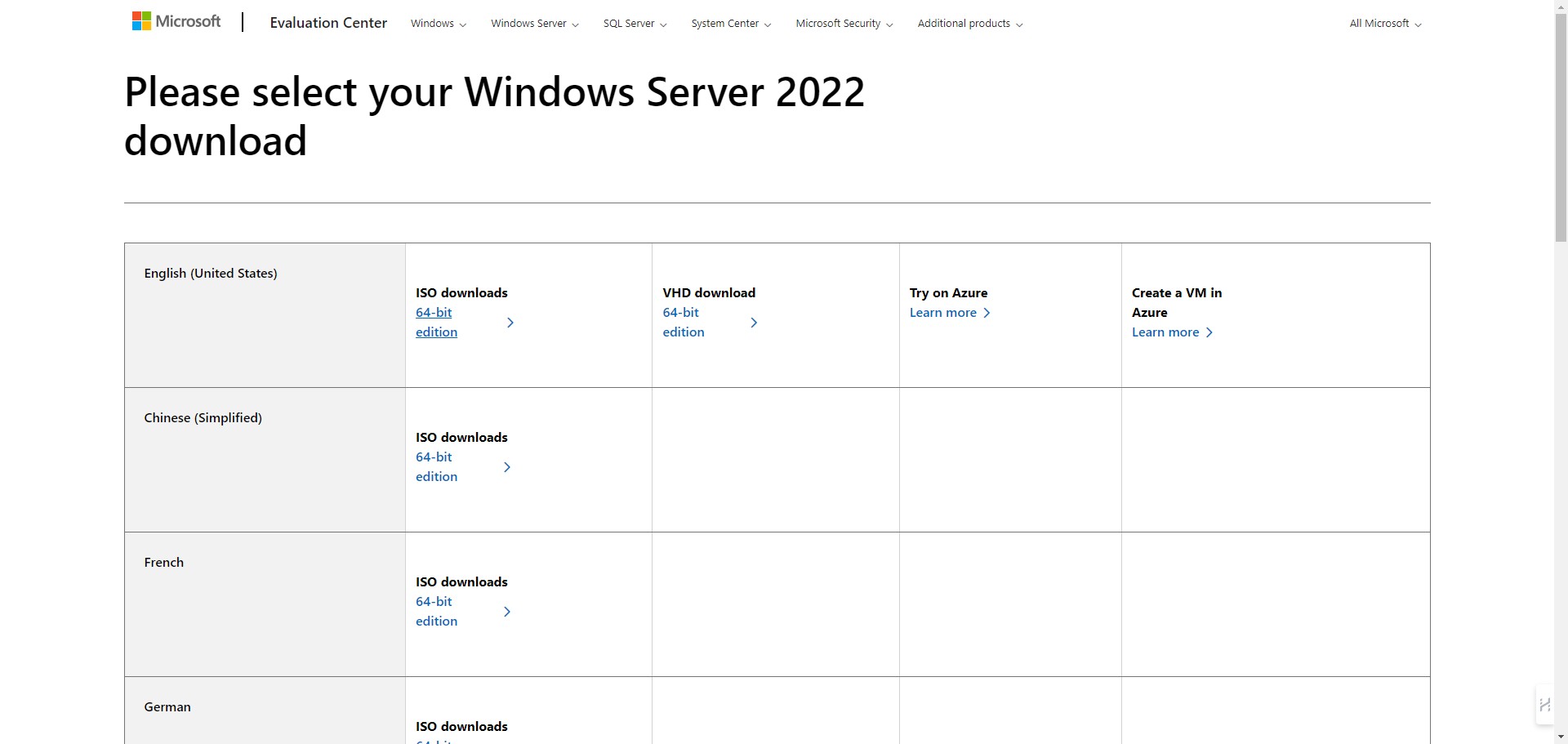 Windows server 2022 microsoft evaluation center