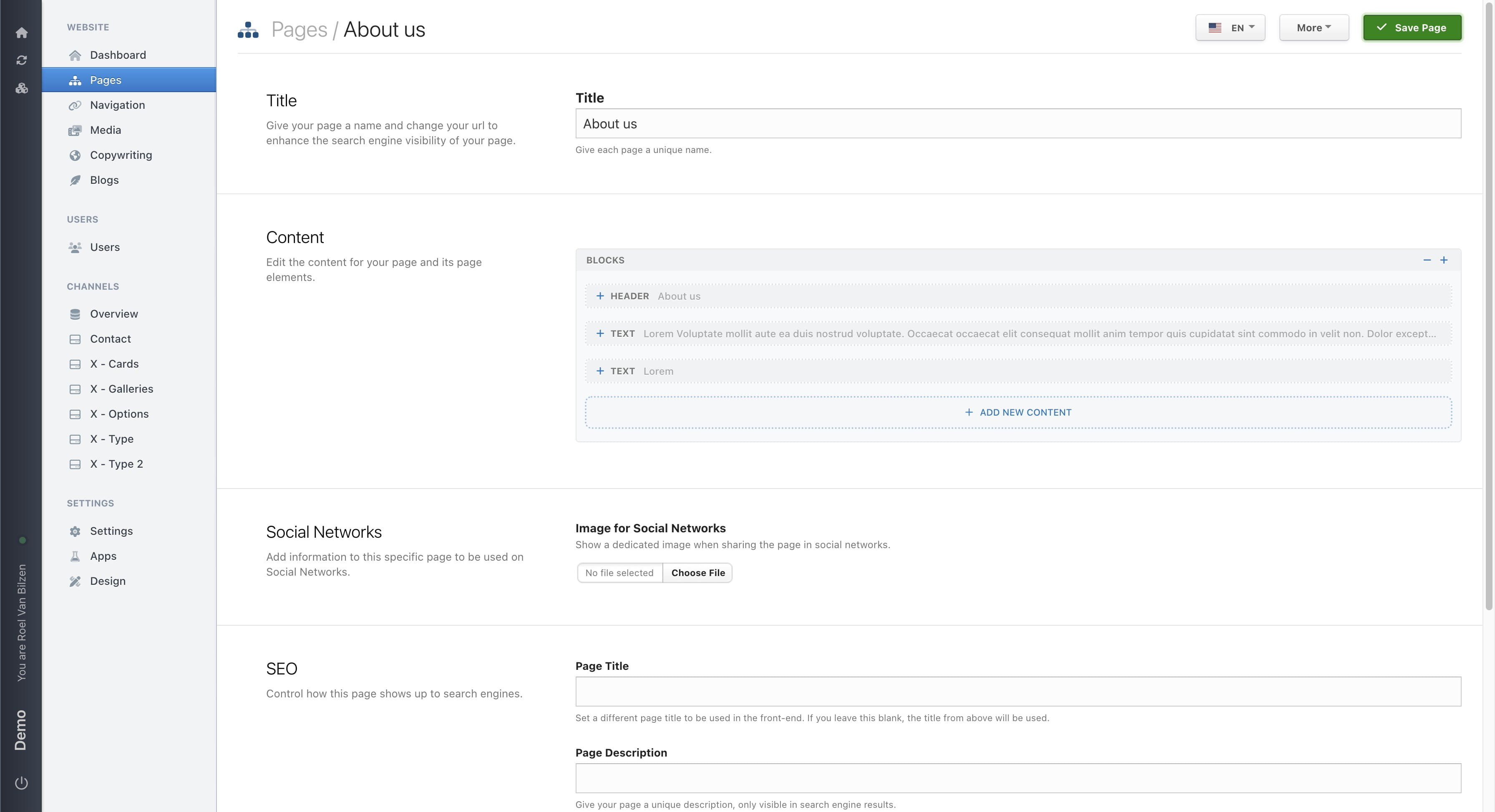Do not forget to save the page after any change is made.