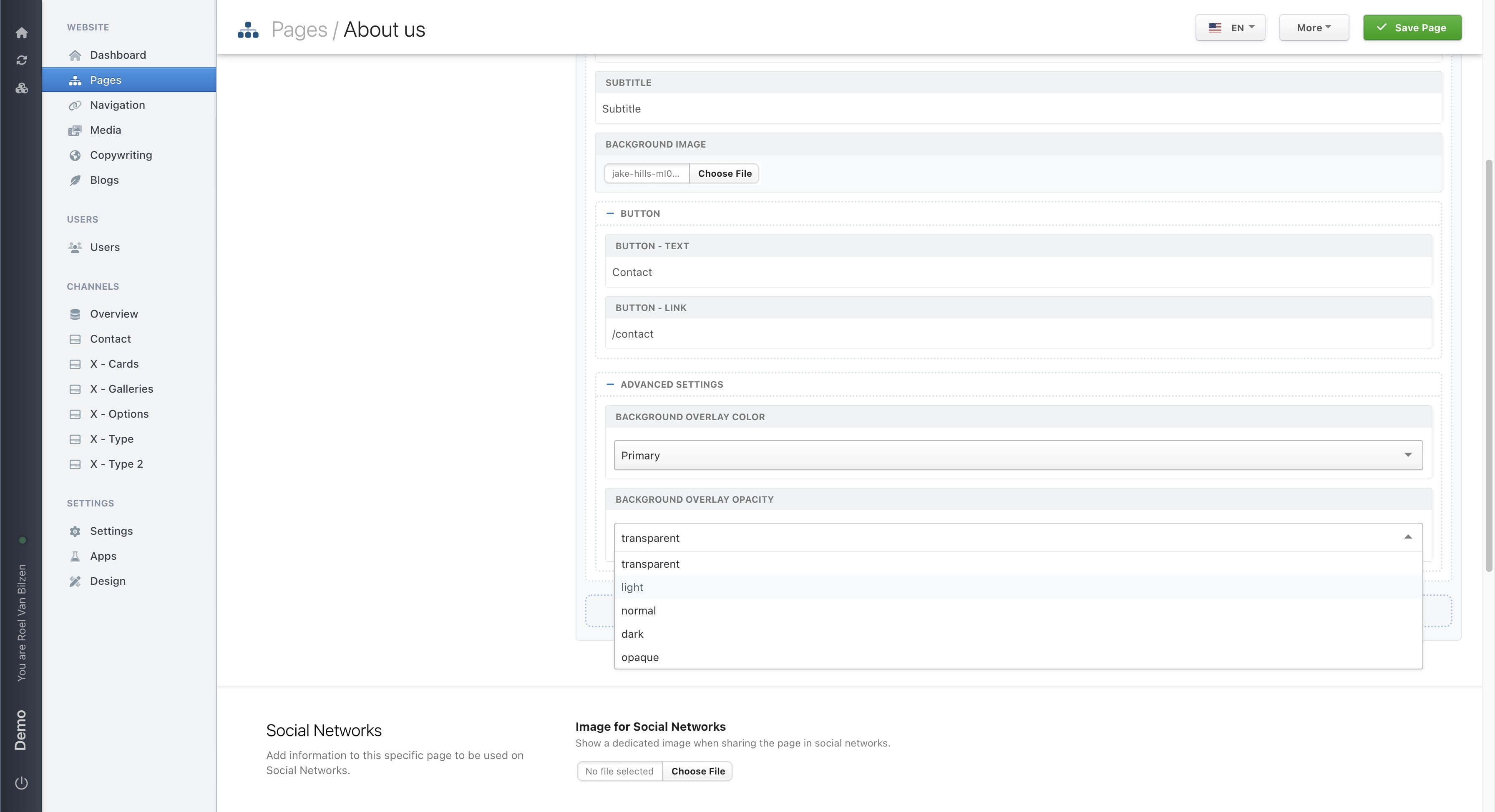 And opacity is to define if the overlay is transparent, translucent or someting in between.