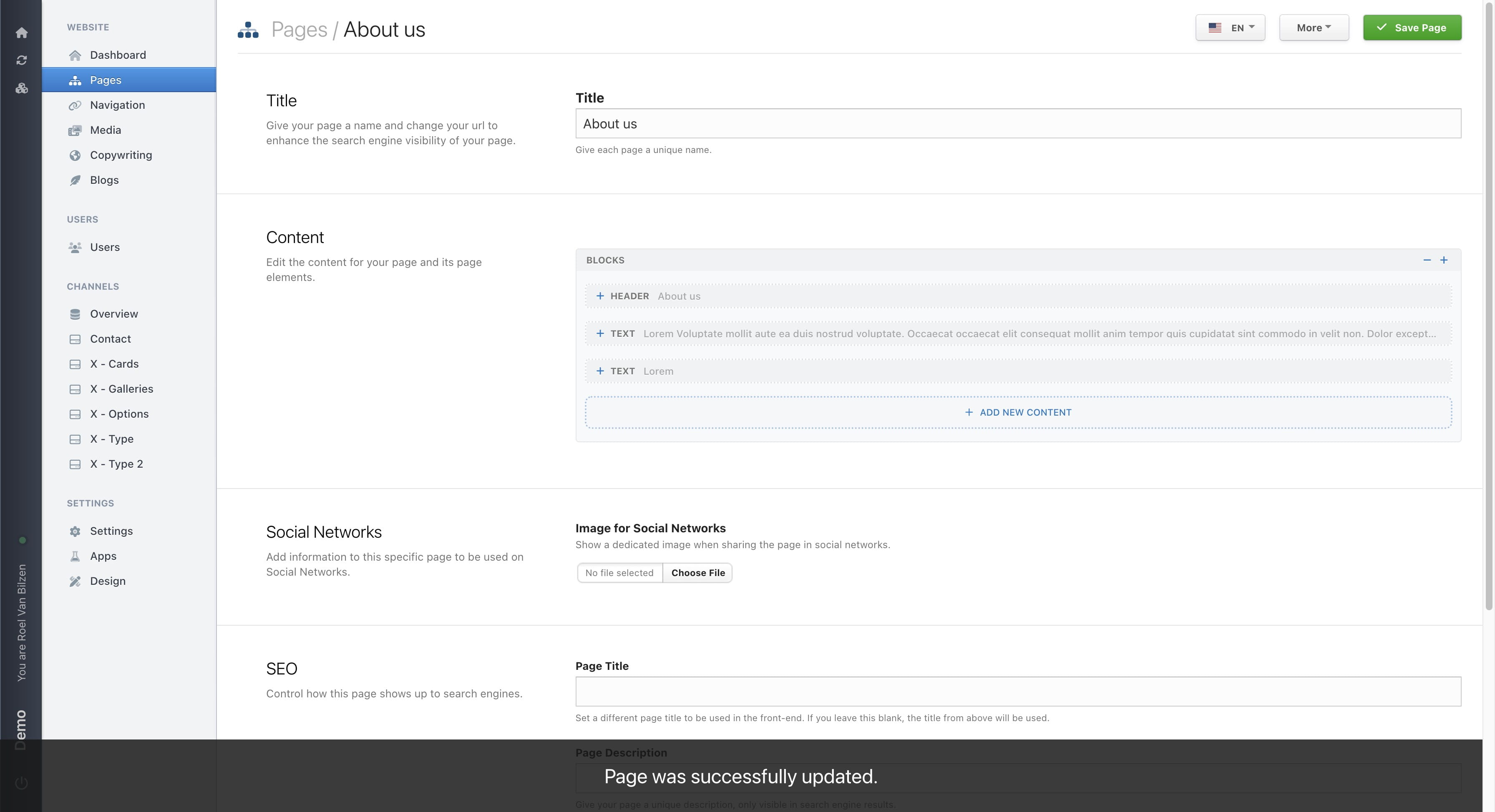 Your page was successfulle updated and can be viewed onine.