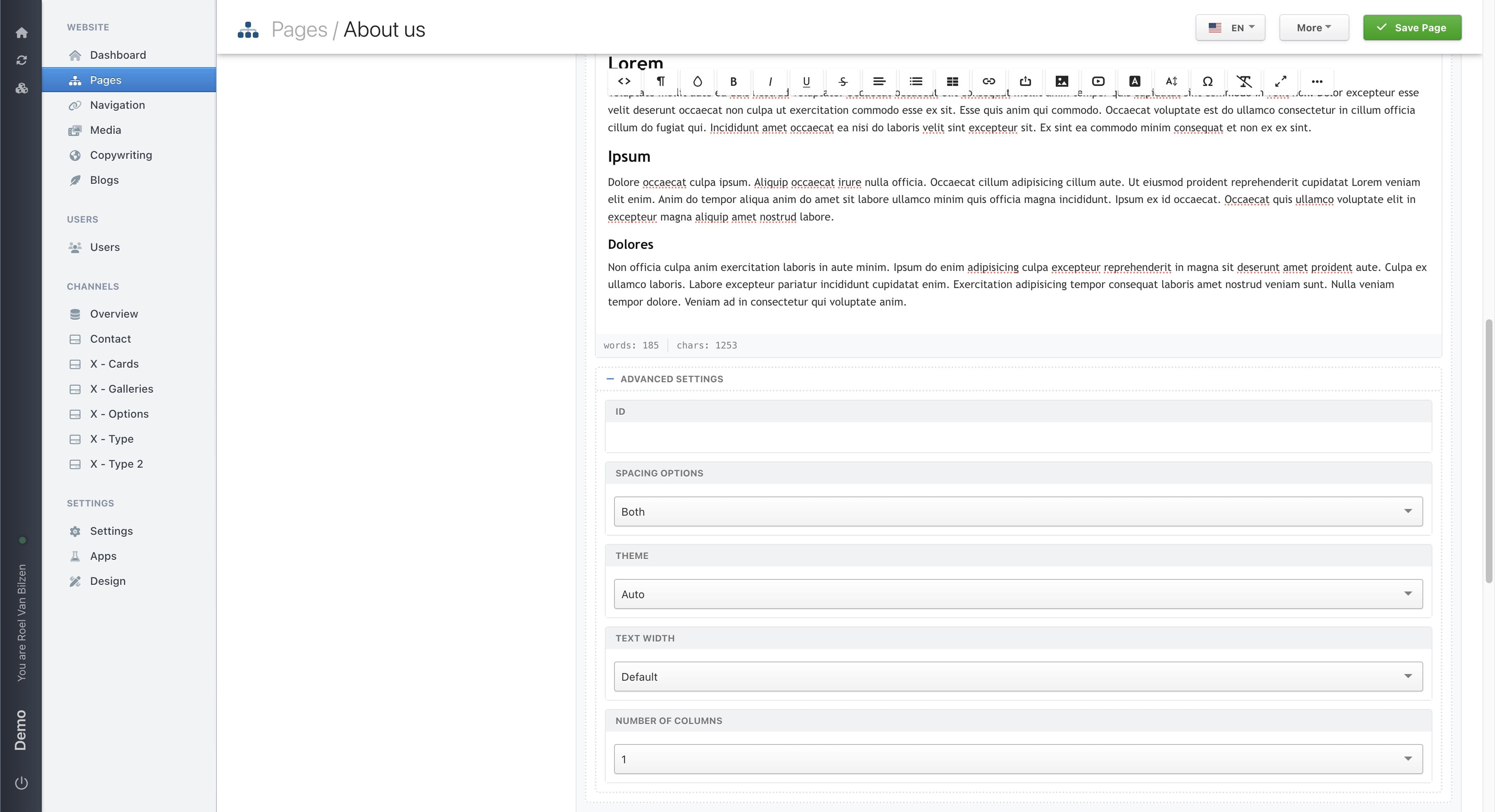 "ID" is an id that is used on the website to navigate to a specific spot on the page.  This is possible to add # and the id in the URL or on a button. Clicking that button will scroll the page to that block on the given page. Each id must be unique on that page.
Example: /about-us#intro will scroll the page to the block with id "intro"
