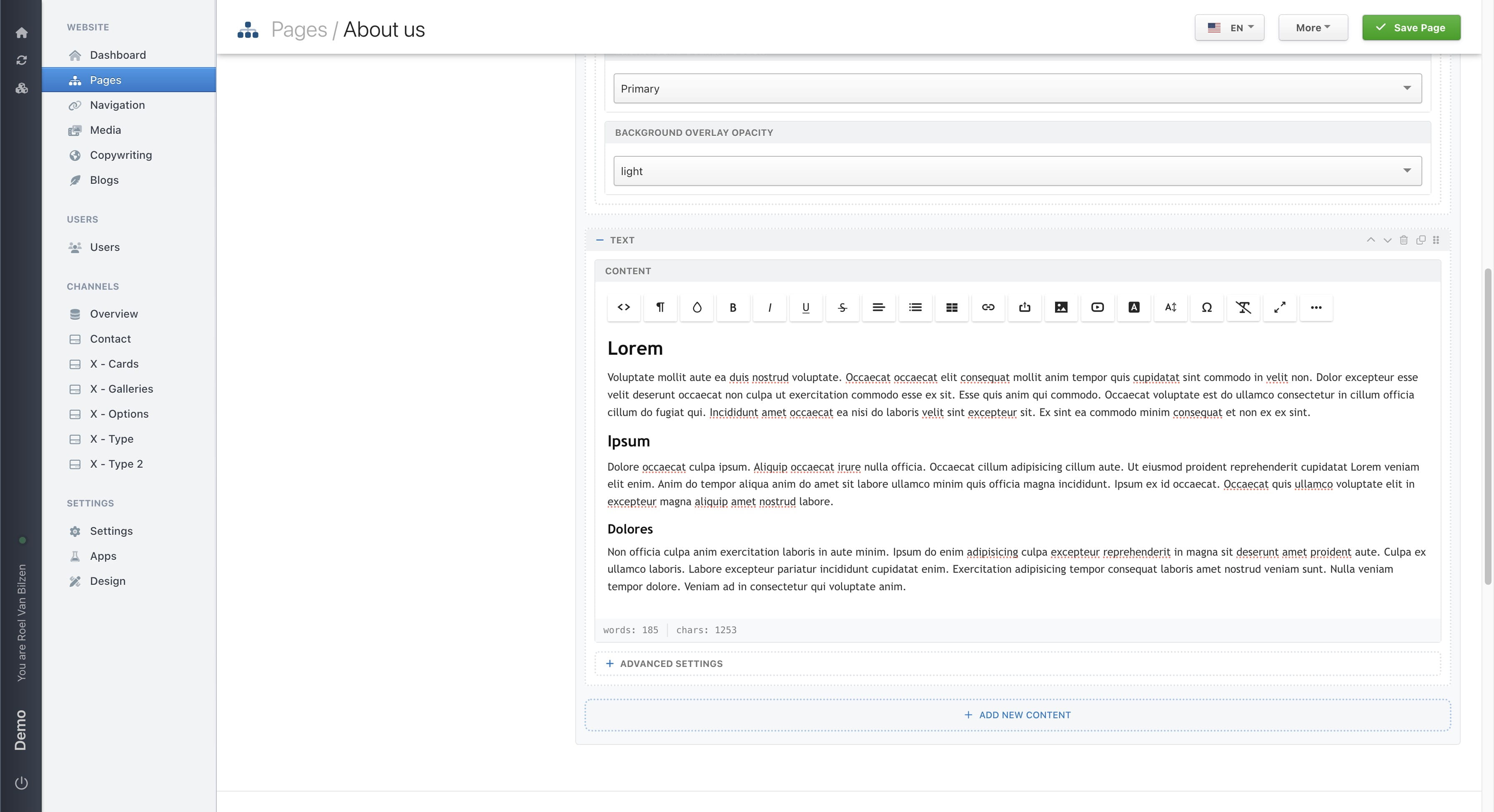 Click on "Advanced Settings" to futher set the block.