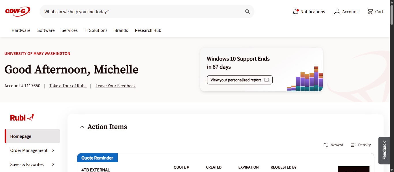 Search for the item quested via the form. You can enter keywords, manufacturer part numbers, or the CDWG part number if you know it. 