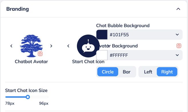You can see the start chat icon position here.