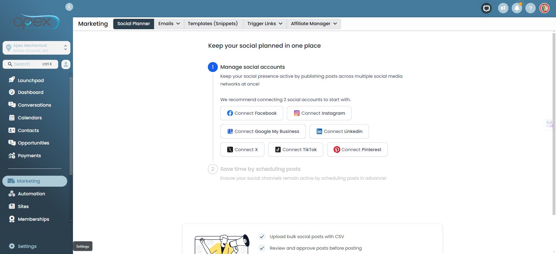 Click on "Settings"