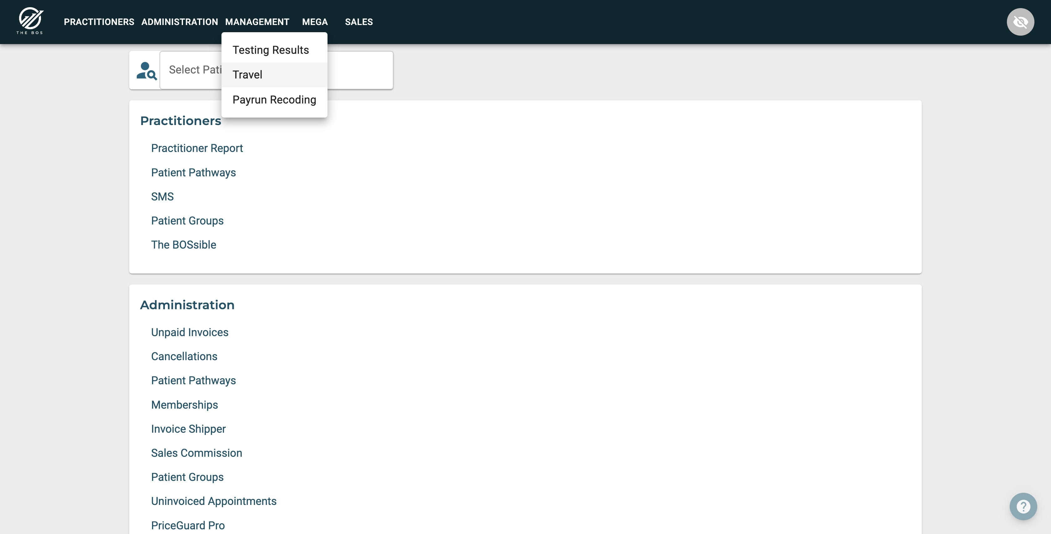 Click on "Travel" under the Management menu