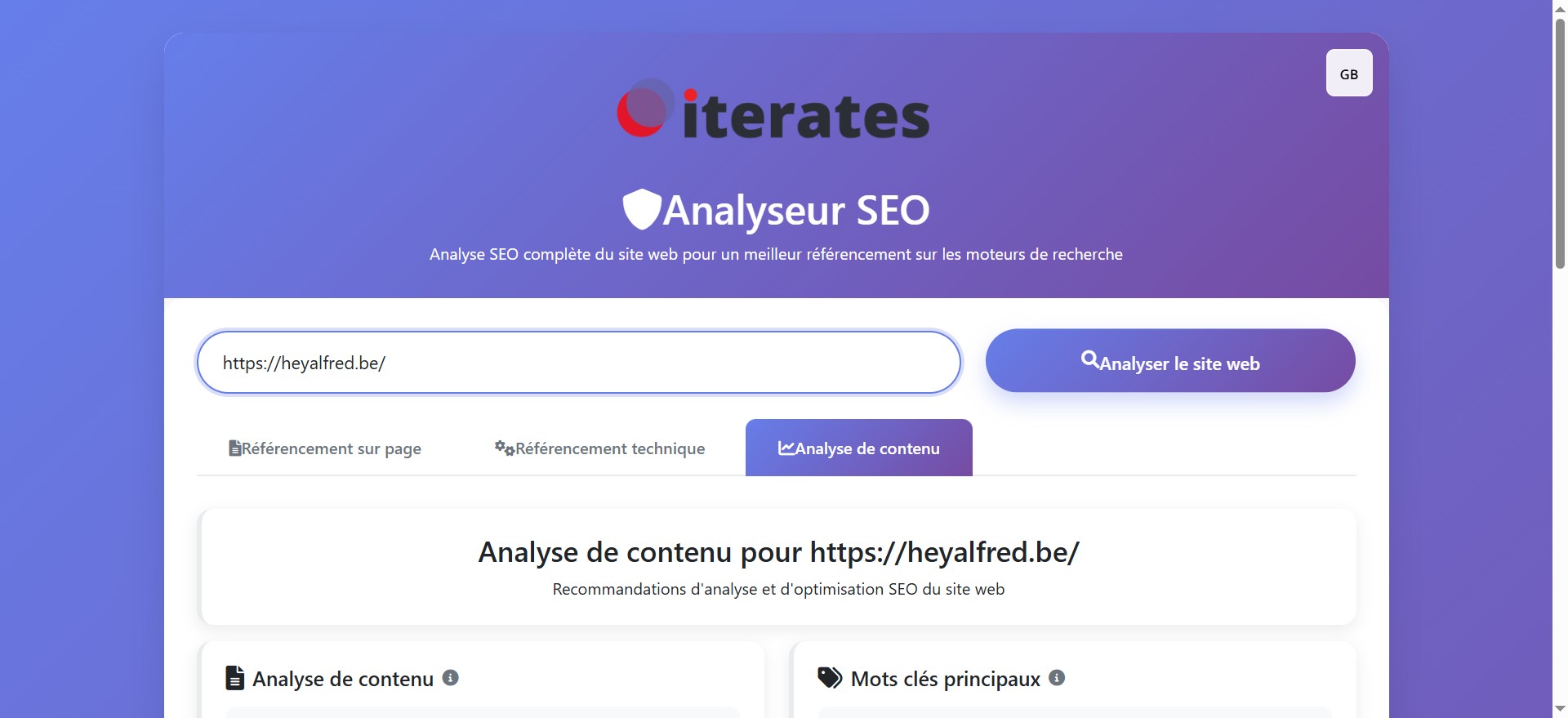 Allez à la rubrique Analyse de contenu.