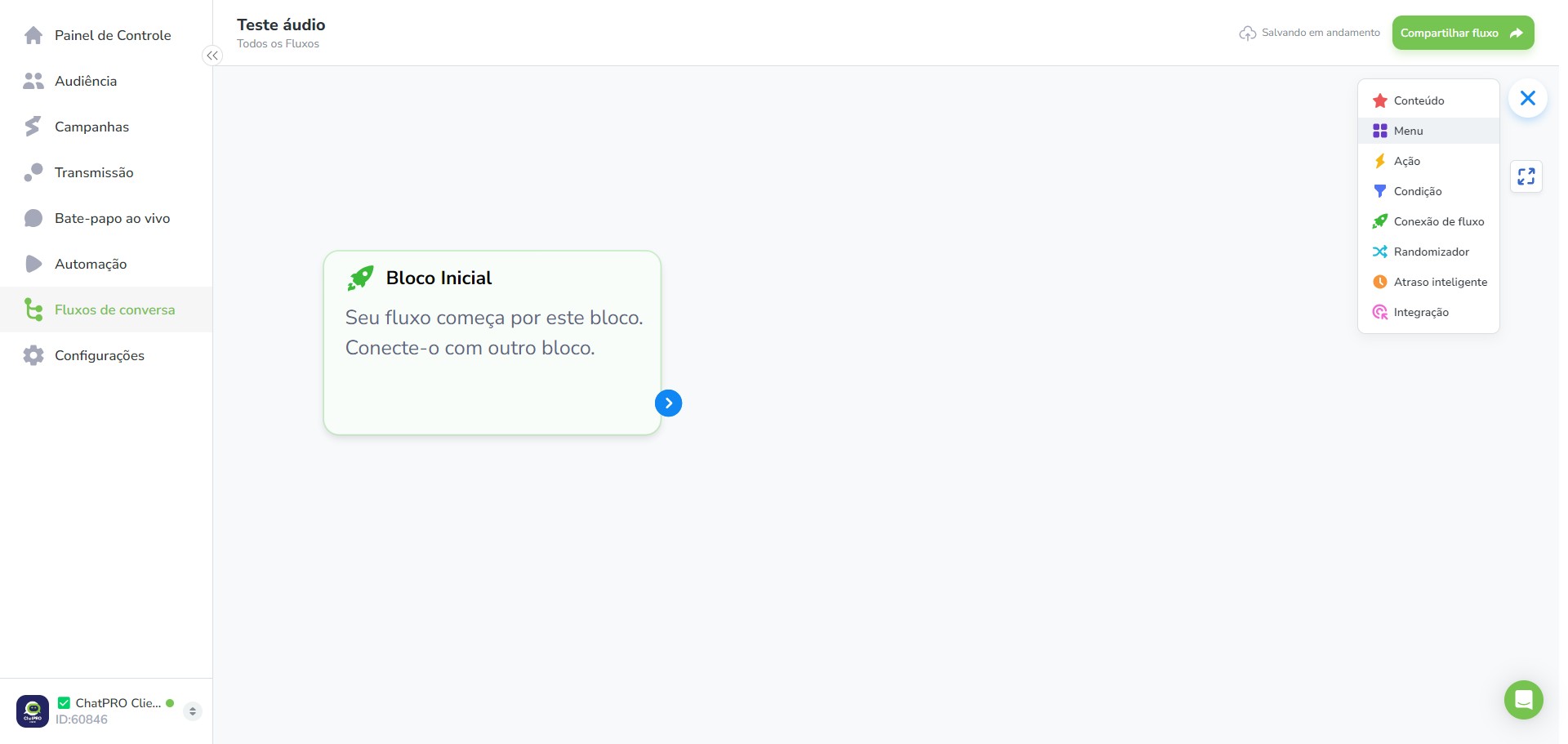 Click on "Menu"