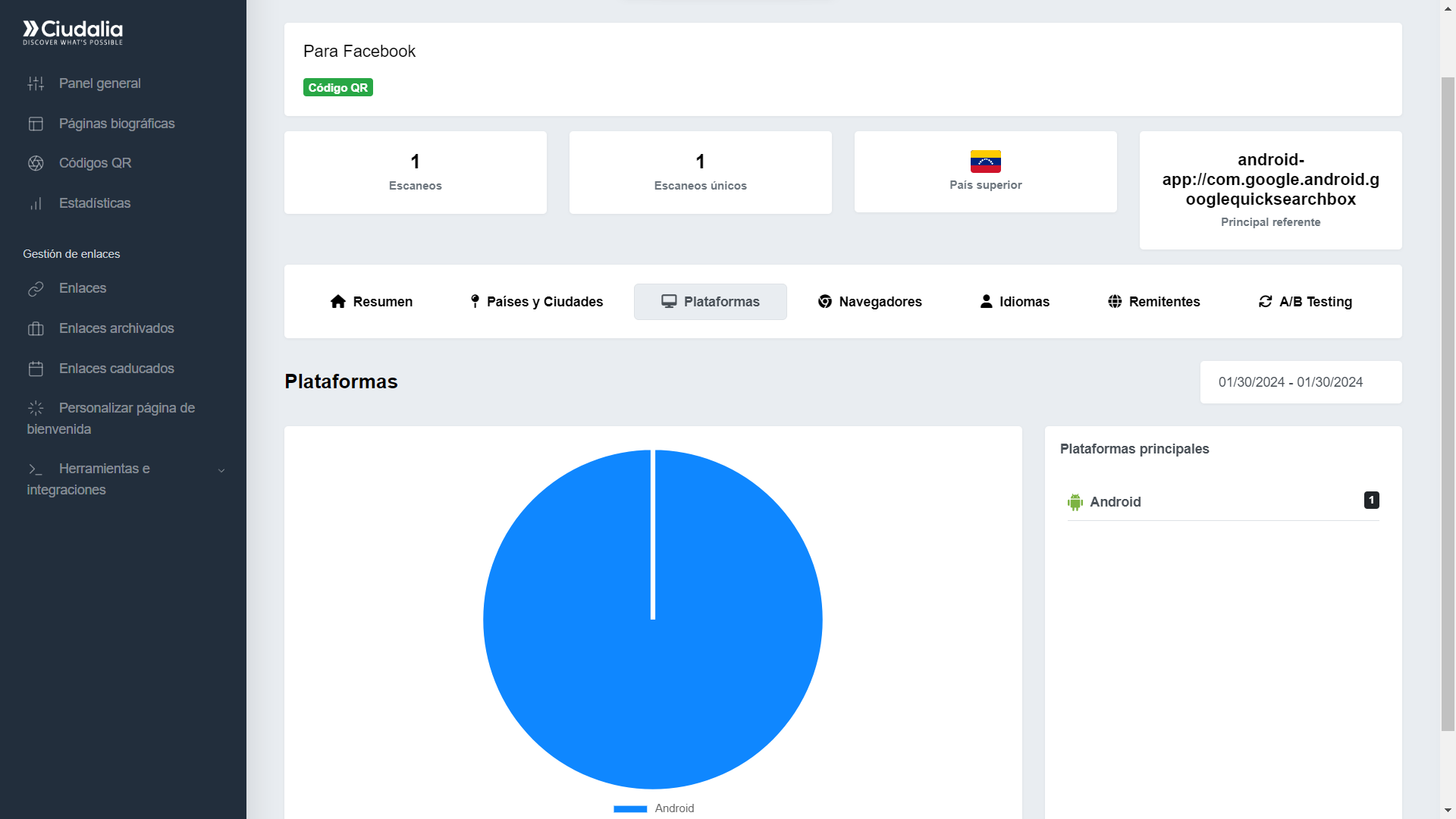 Seguido de las "**Plataformas**"