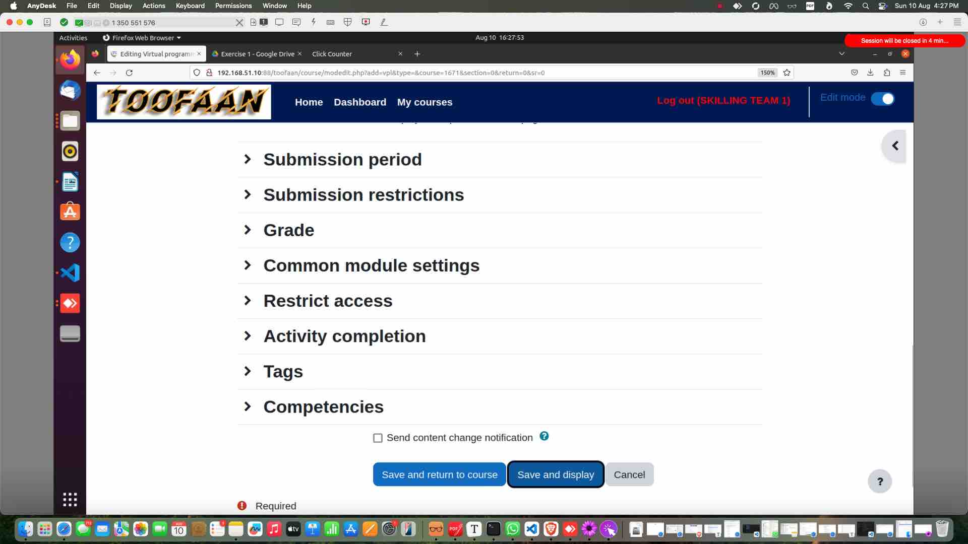 Click "Save and display"