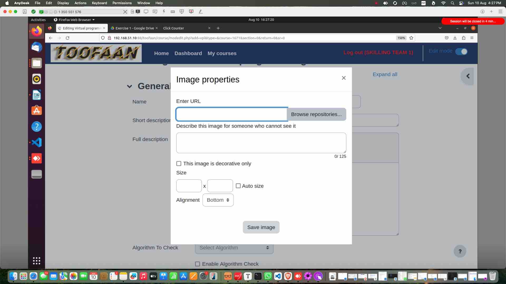 To upload image browse the directory