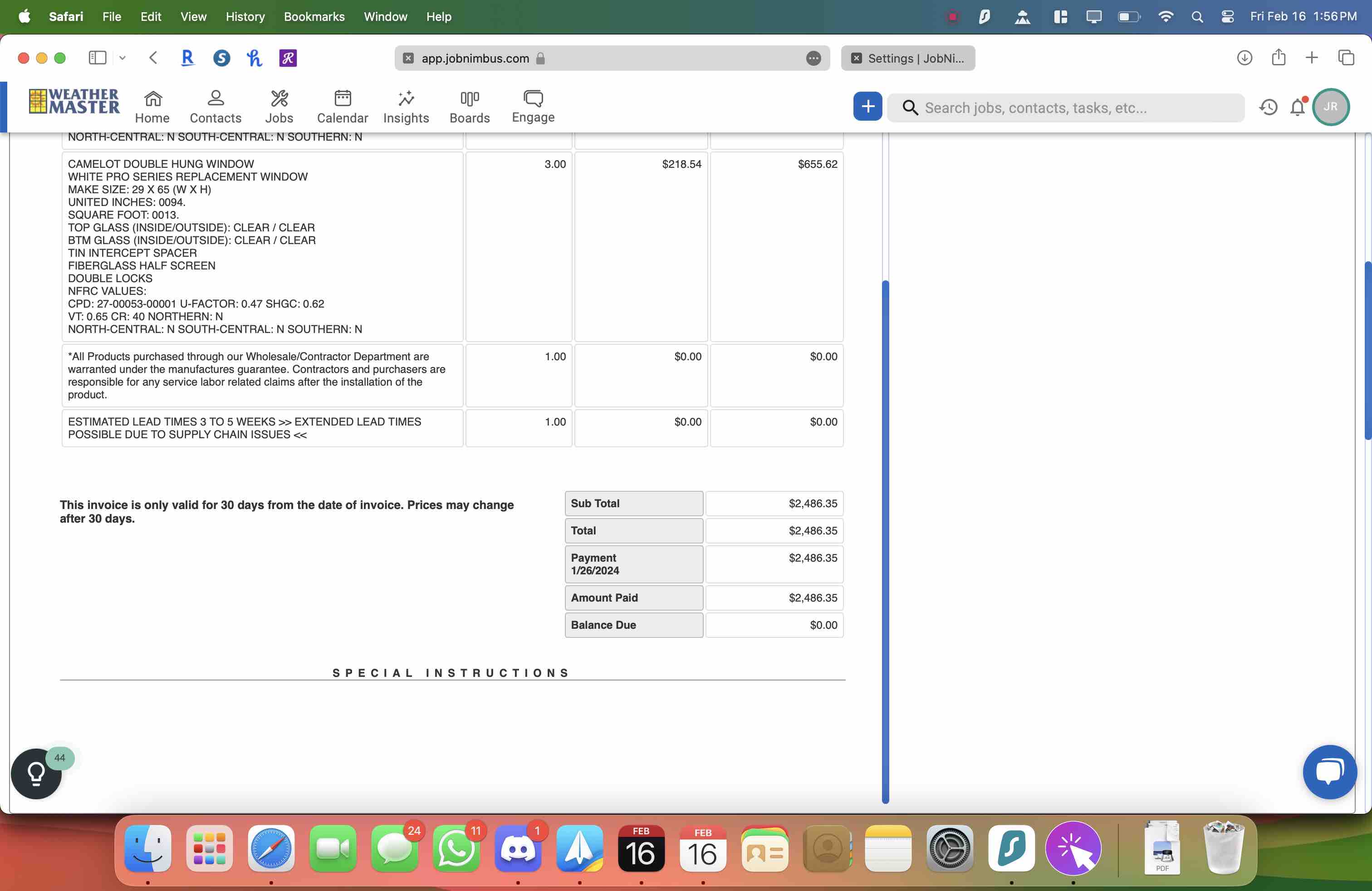 Notes the total BEFORE Sales Tax