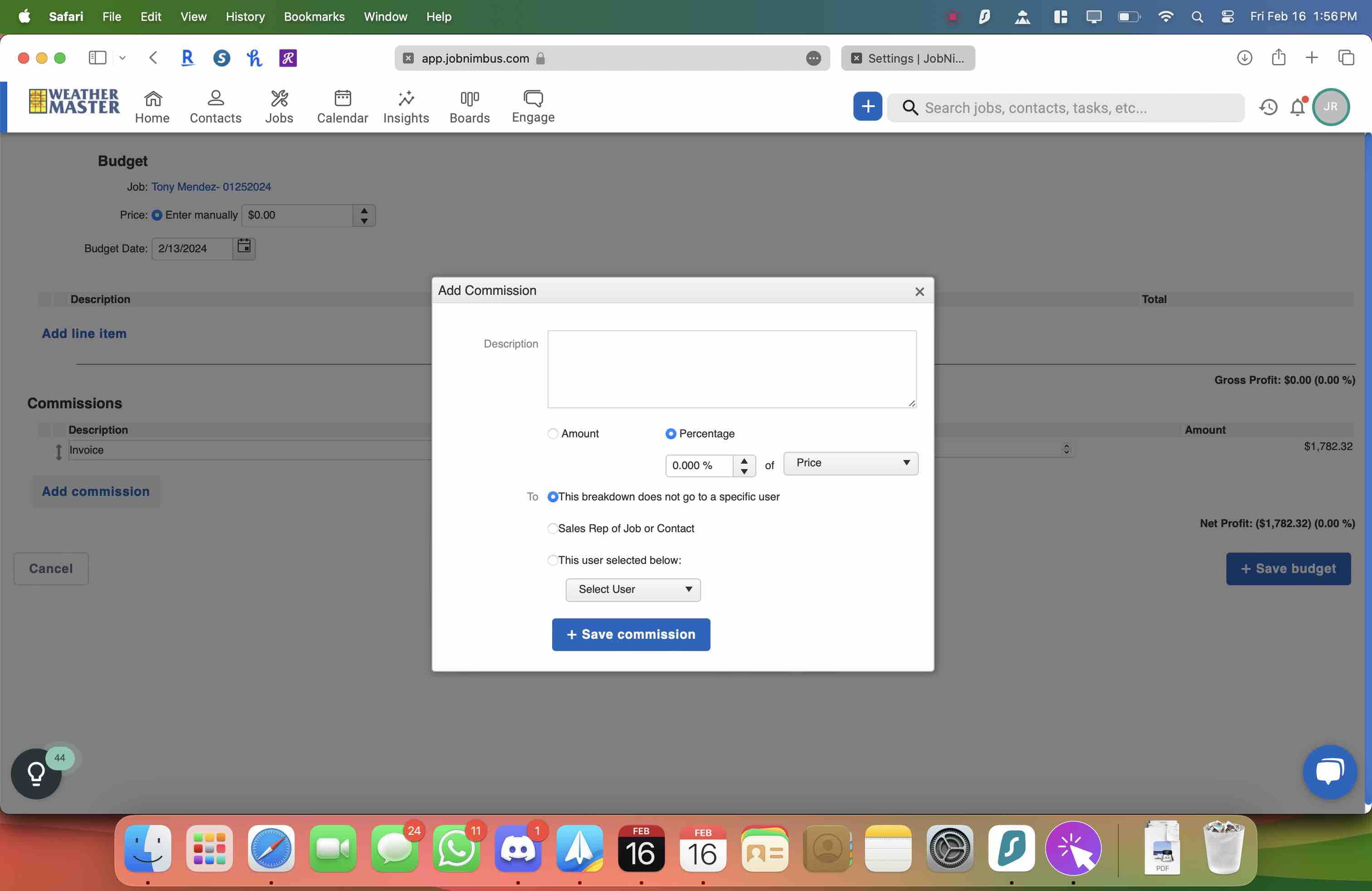 Then click on Add commissions