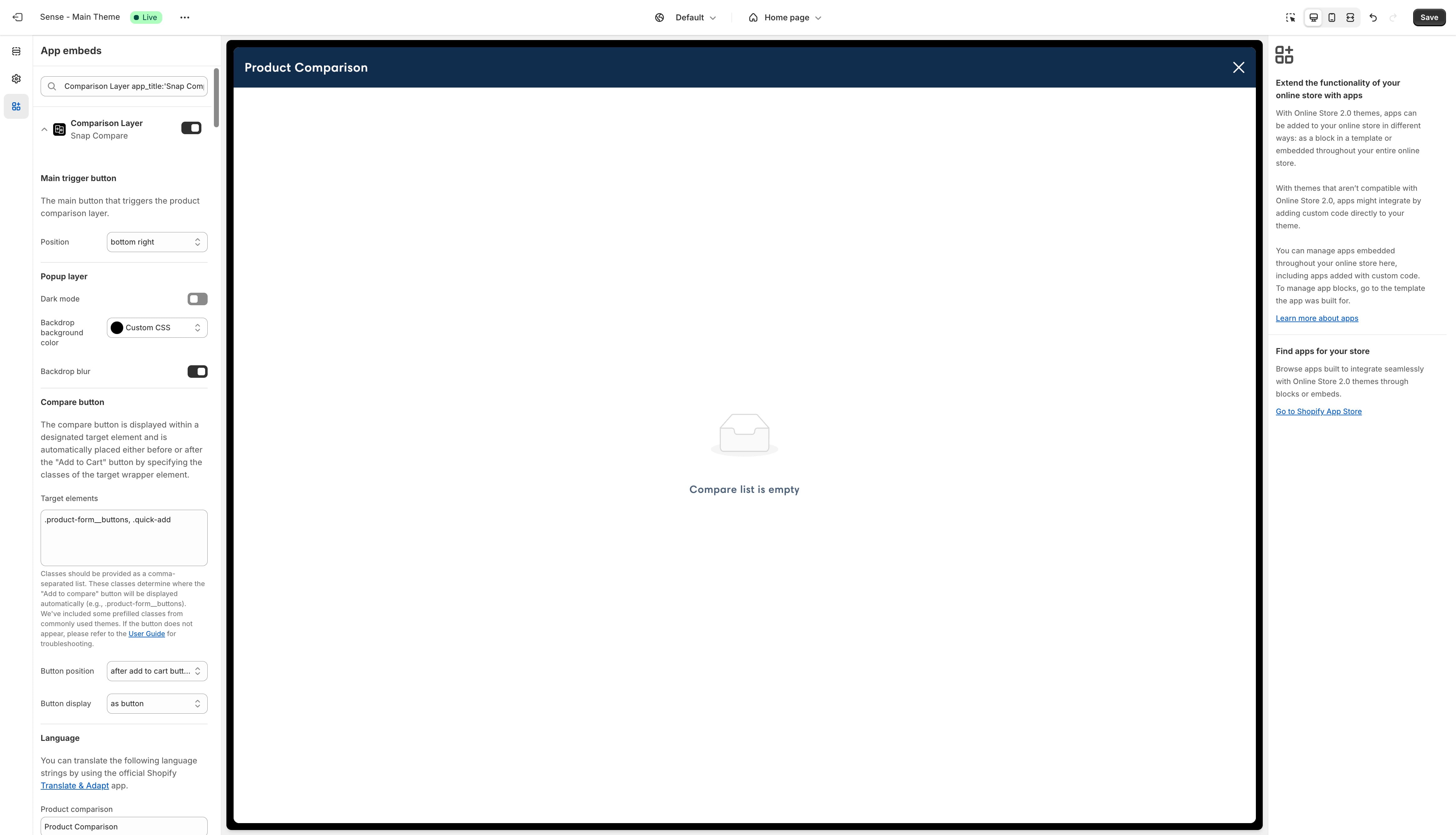 The comparison list is empty. Let's add some products to it!
