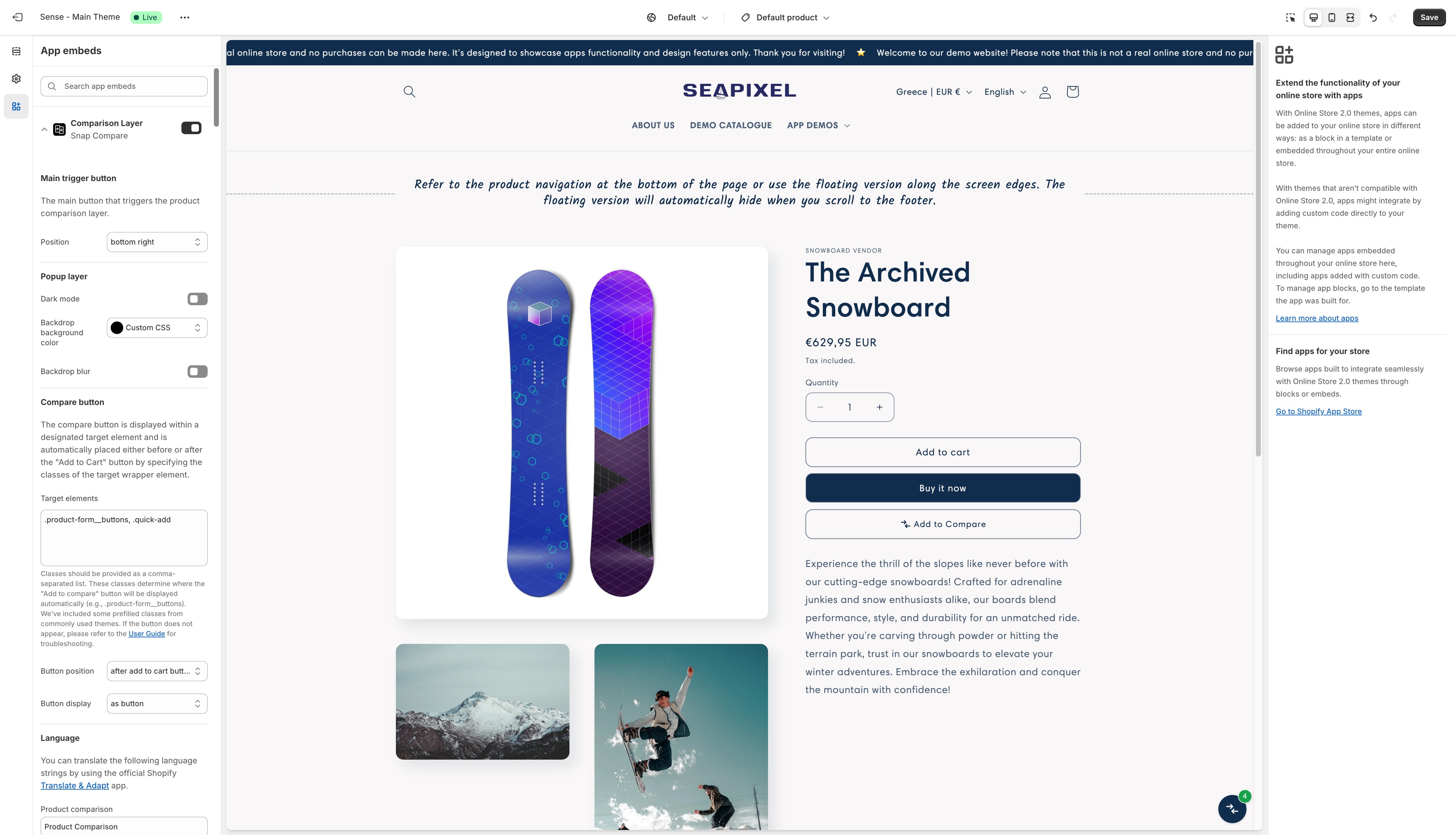 Explore all available options and configure the app to suit your needs. Preview all changes made in the settings in real-time.