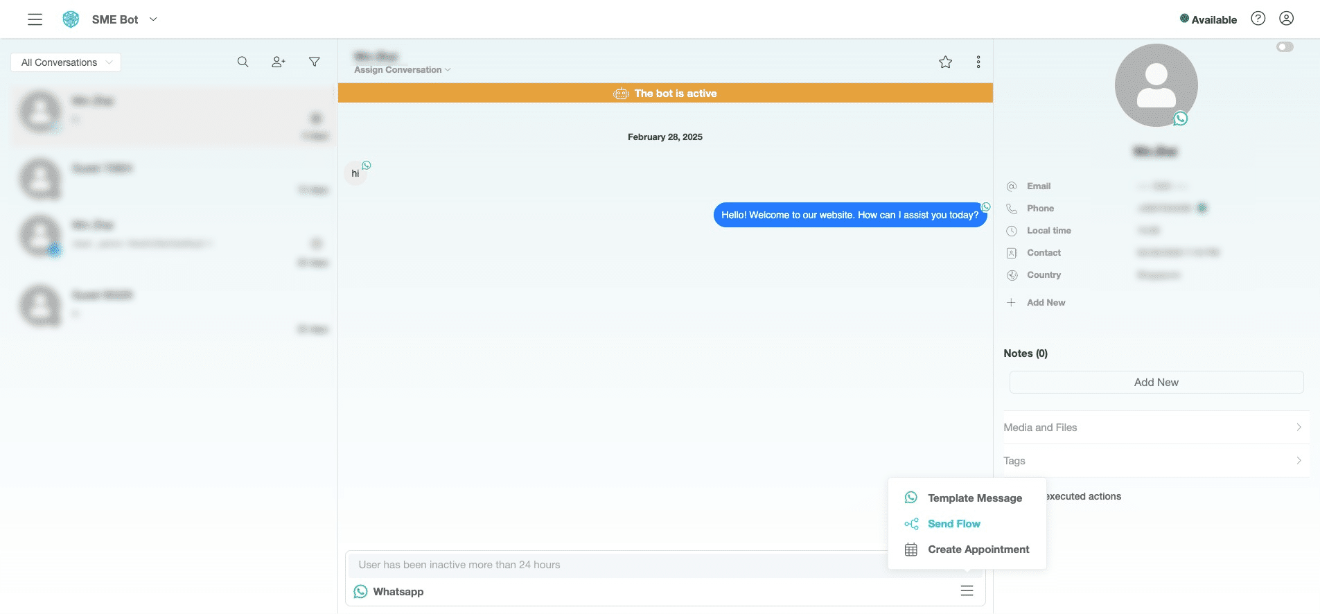 Click "Send Flow" to proceed.