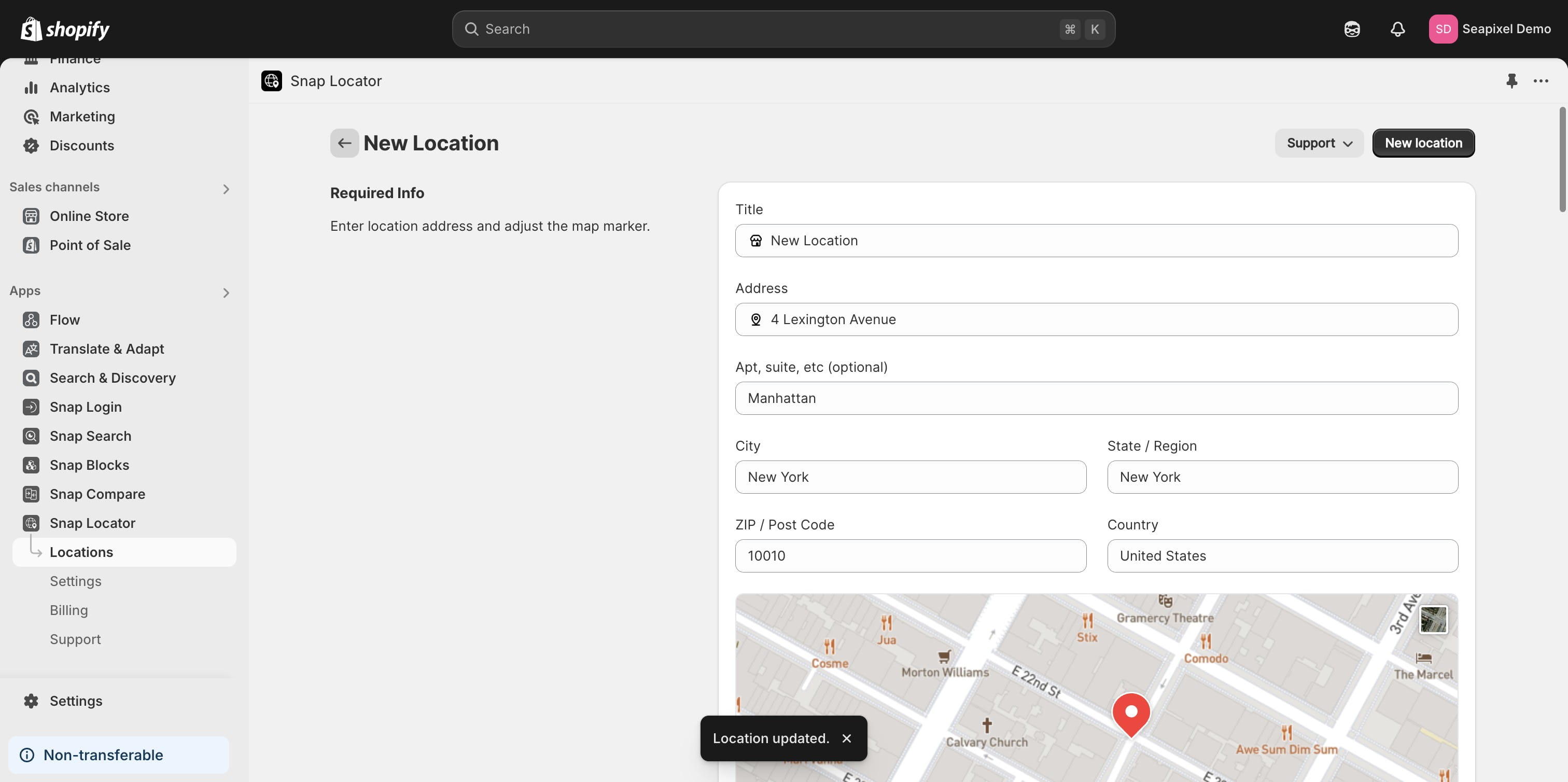 Return to the previous step to preview the location.