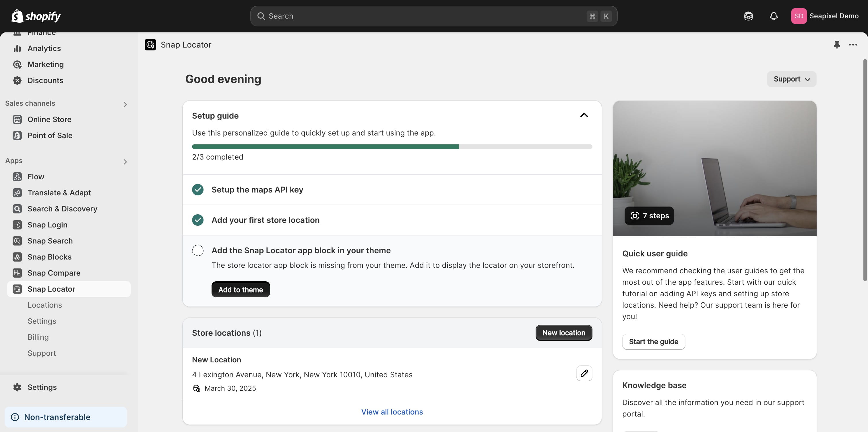 Let's add the Store Locator app block into your theme.