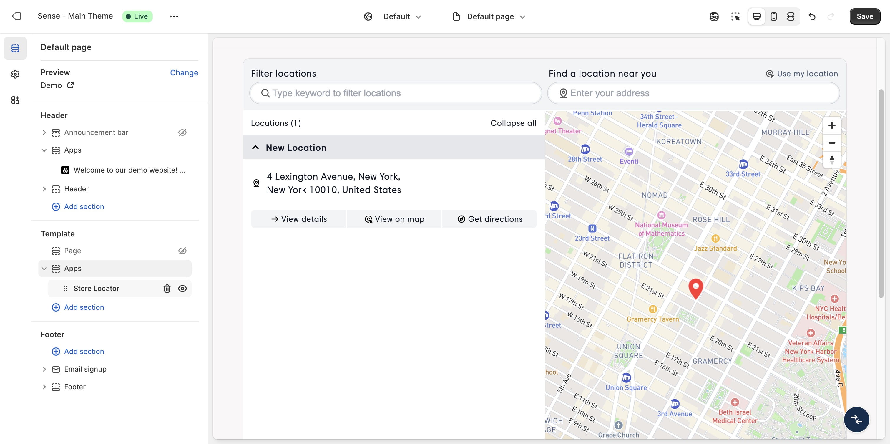 Once the app block has been added, you can review all available customization options.
