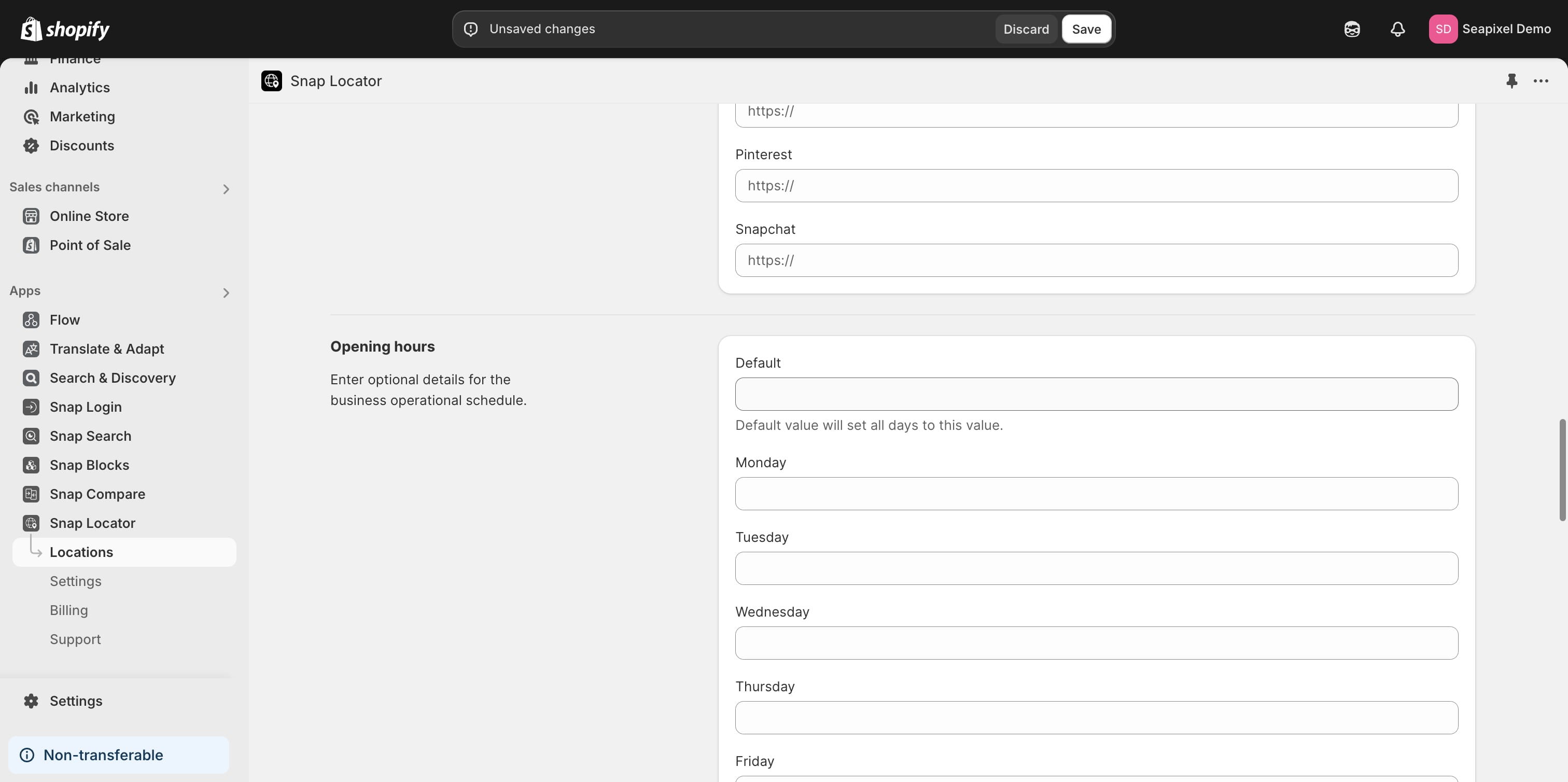 You can provide the operational hours for the location.