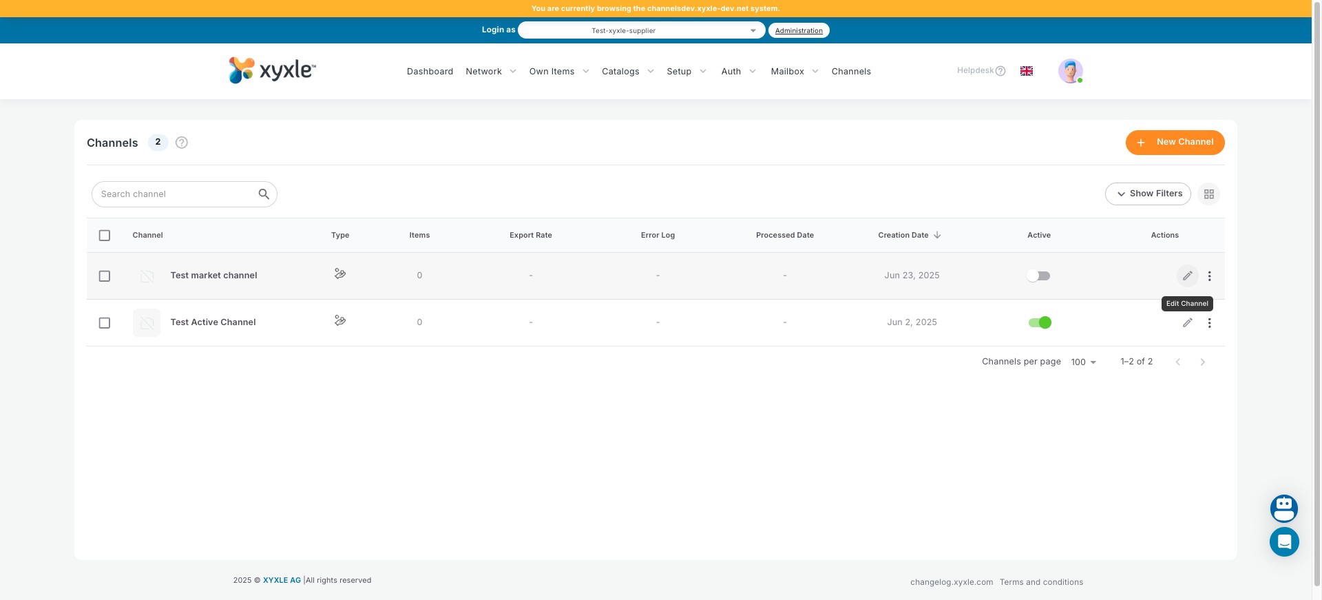 Click the icon to edit the channel.