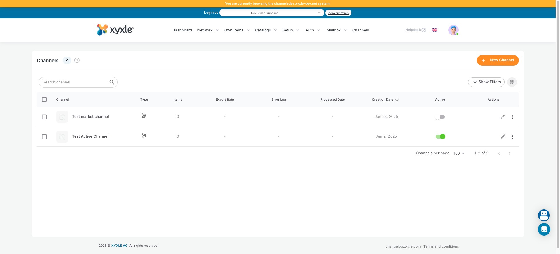 Click the icon to switch between grid view and list view for your channels.