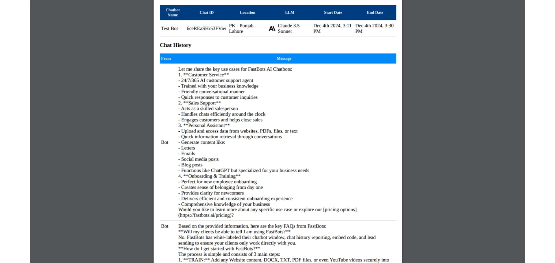 Here is the PDF format that shows the exported chat history.