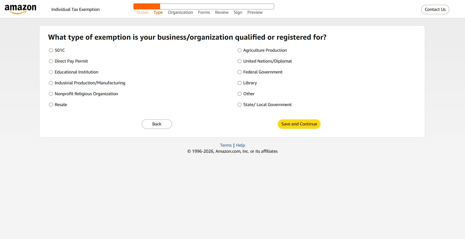 Select "Educational Institution"