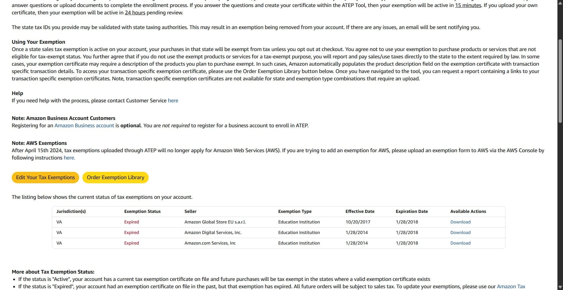 Click on "Edit Your Tax Exemptions"