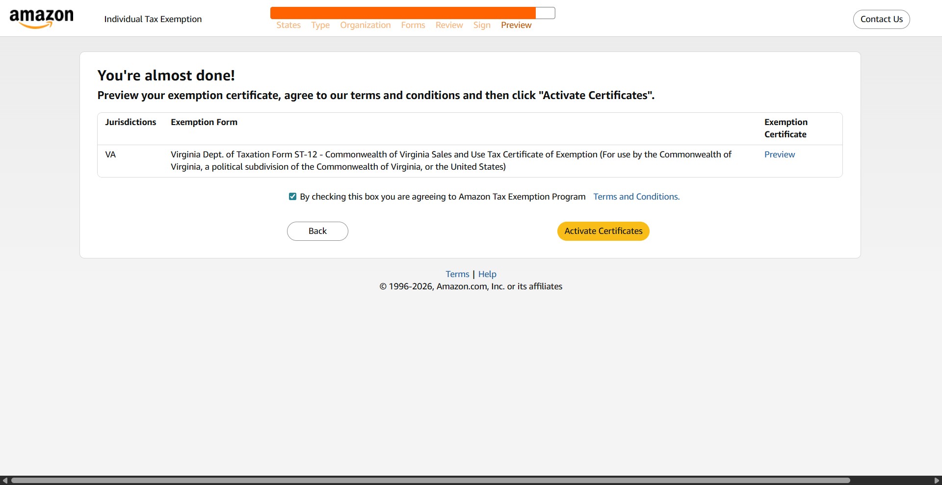 Then click Activate Certificates.