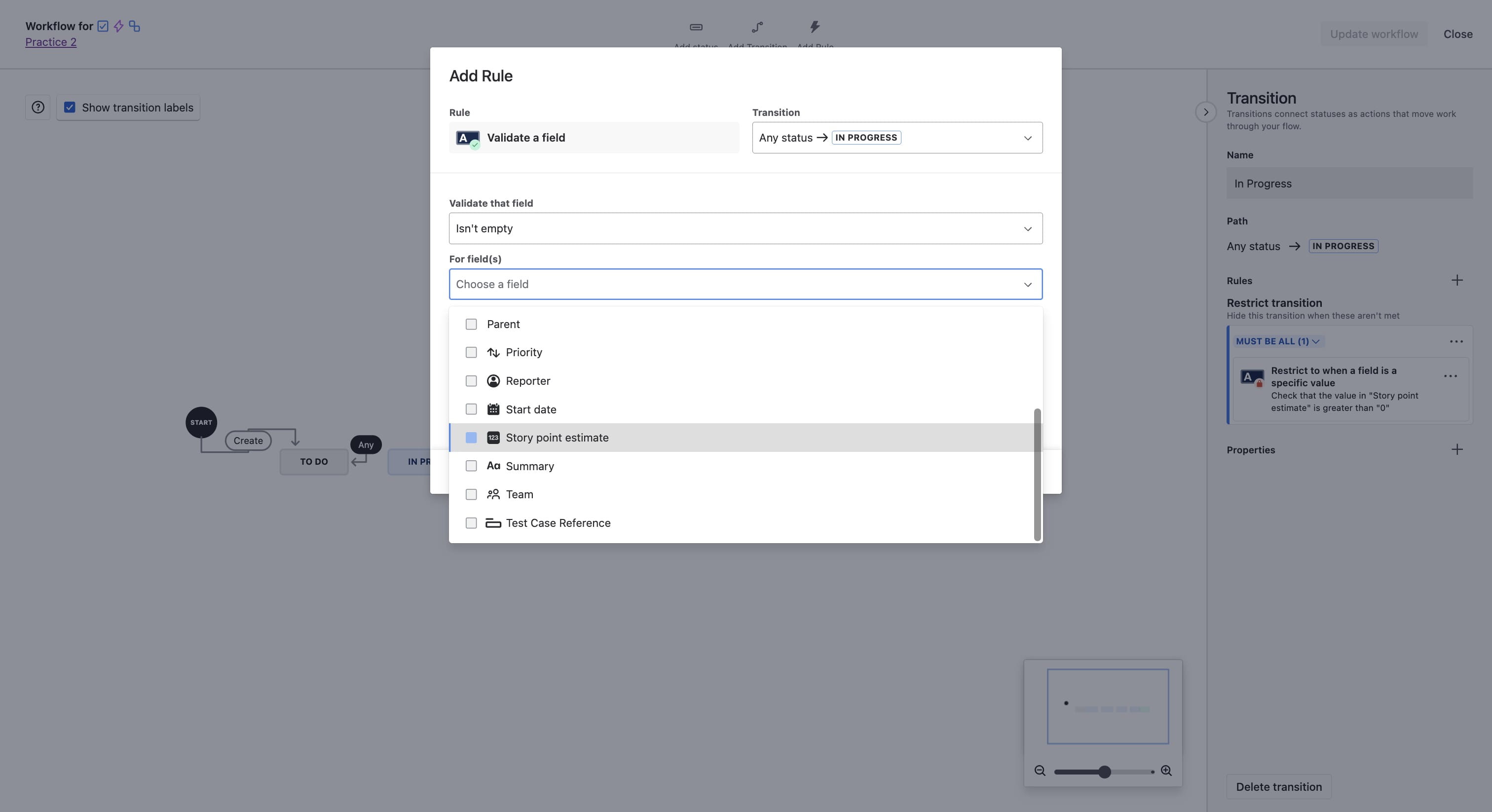 Choose the story point estimate field