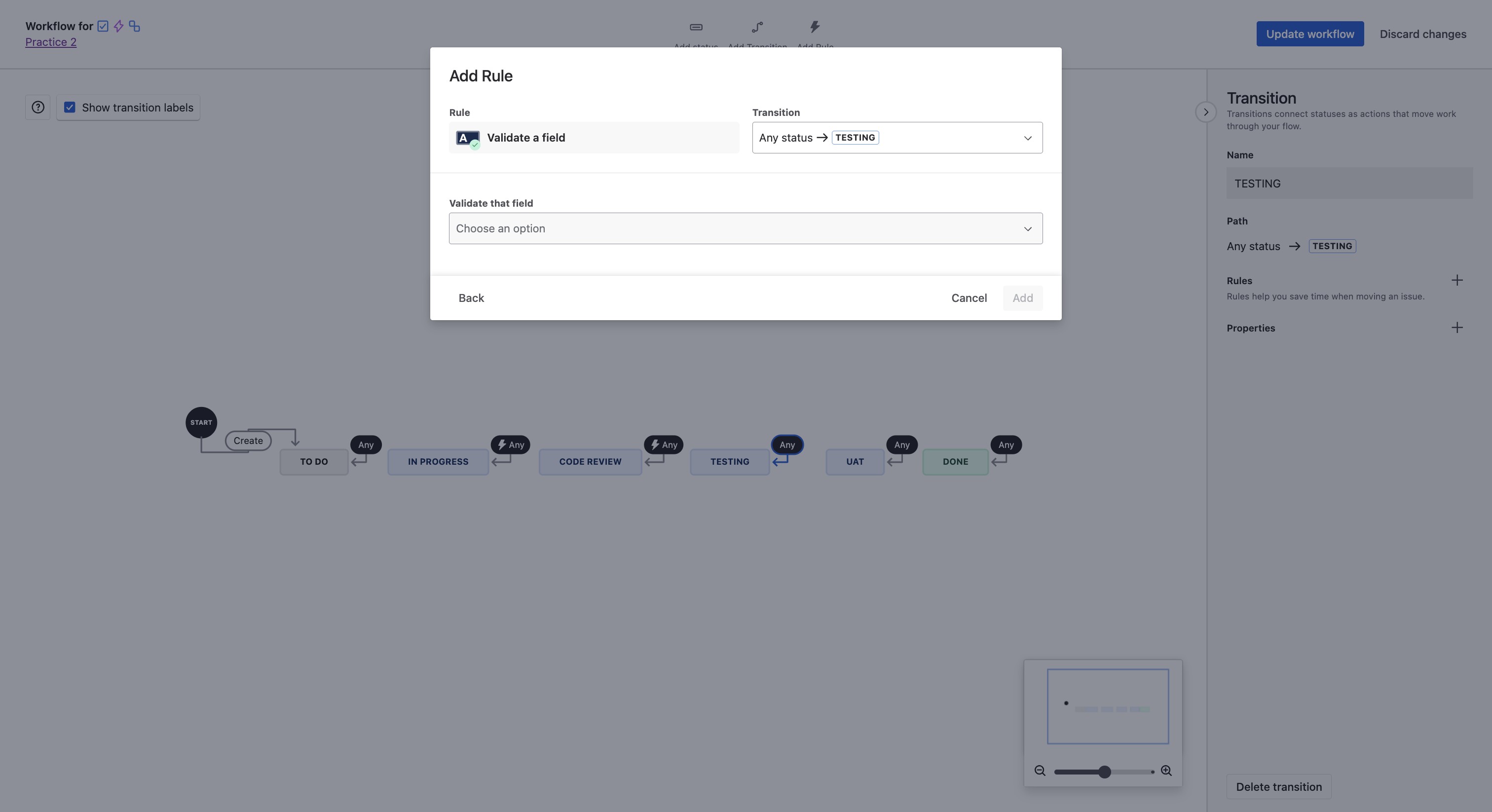 In Validate that field, Select Isn't Empty