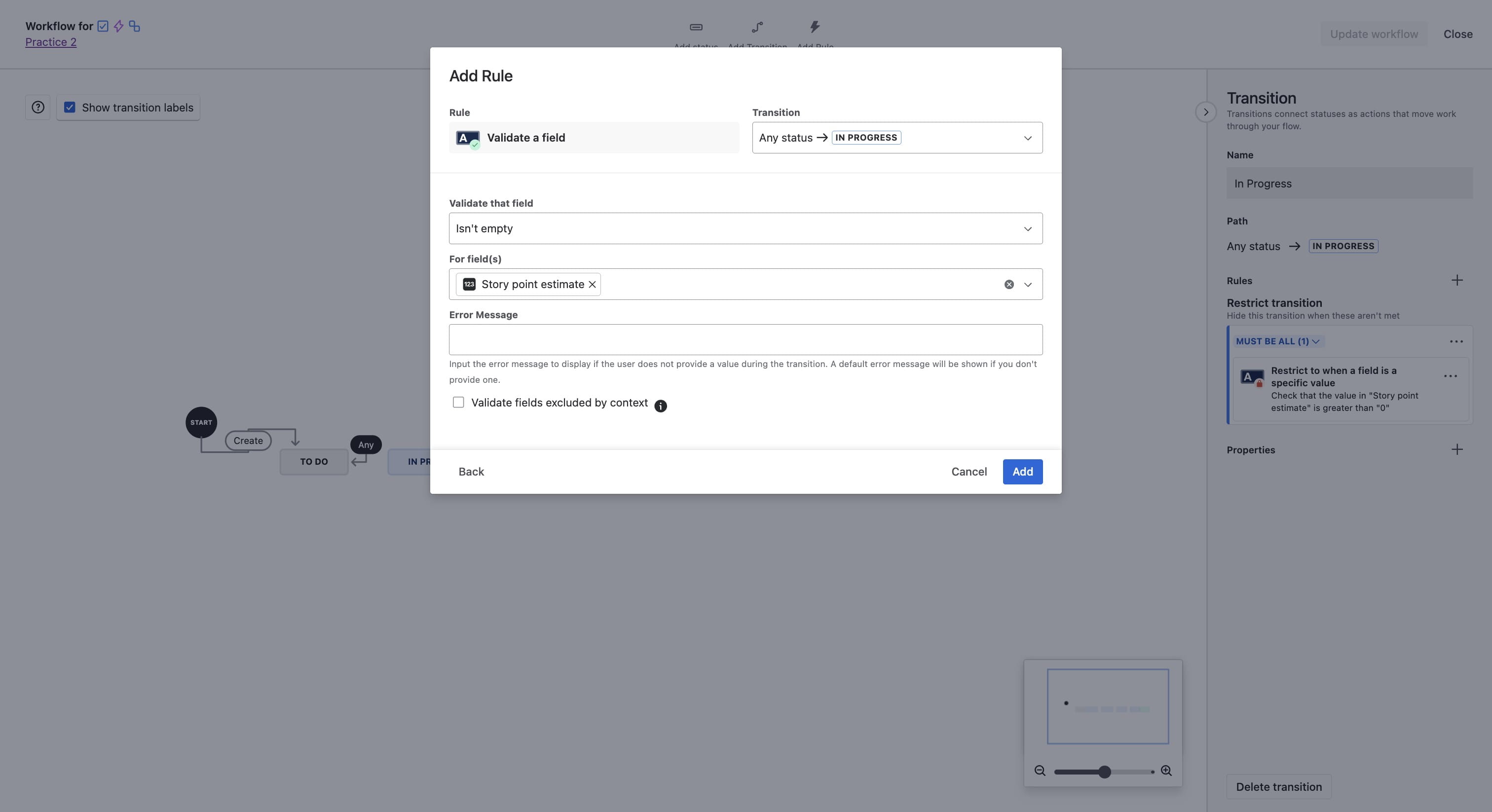 Enter an error message in the text field