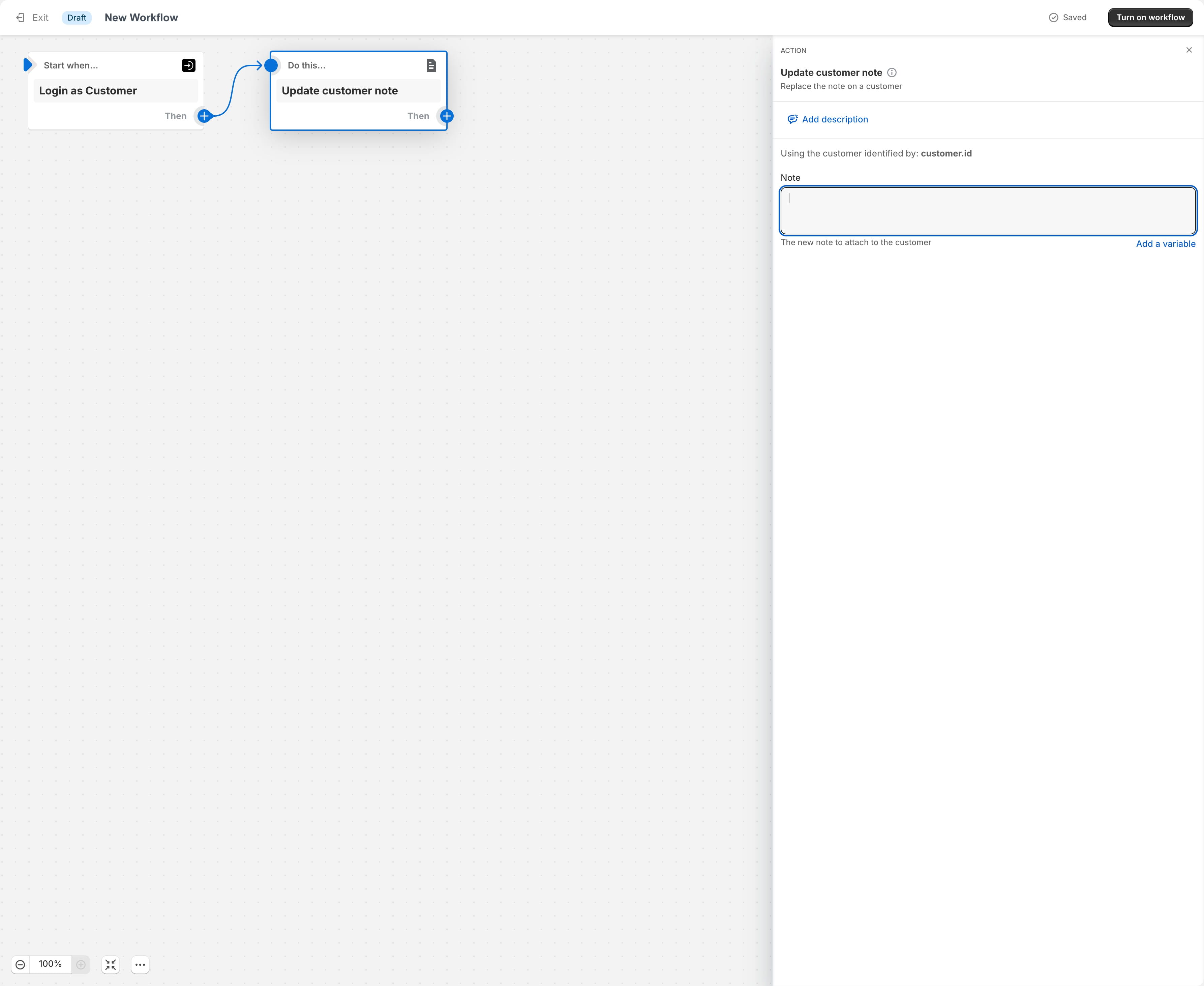 Using the app's Login as Customer feature, you can add a custom note that will appear for the customer you’re impersonating.