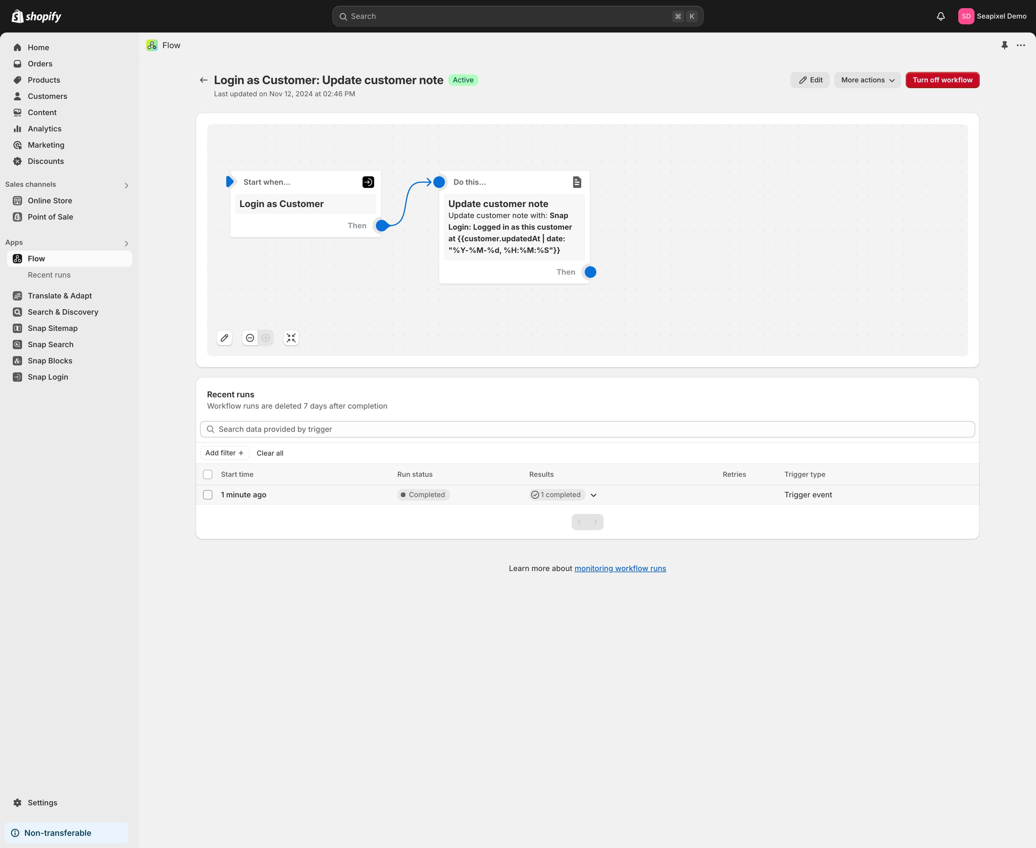 You can view the recent runs in the Flow app.