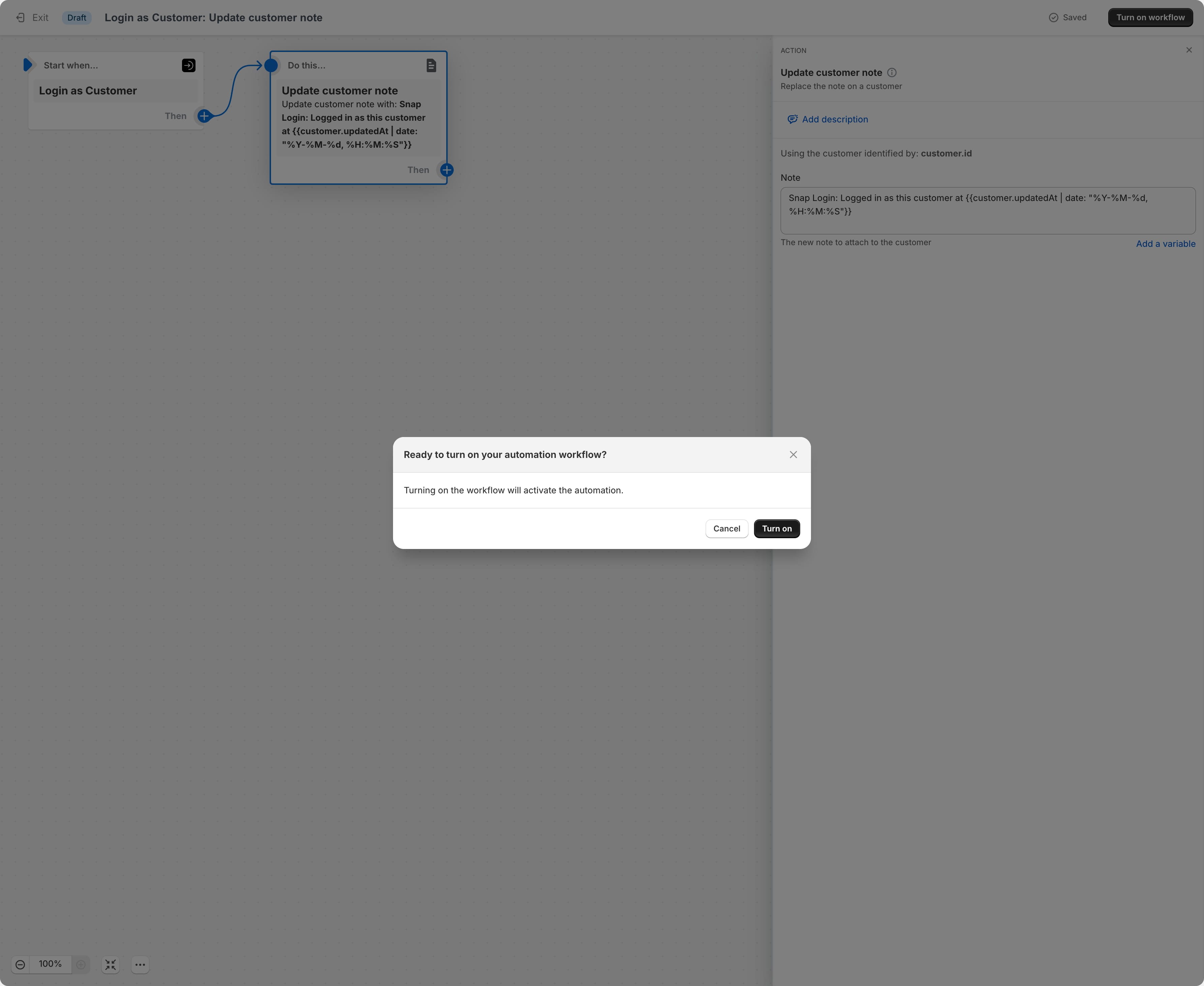Once you've made all the changes, save and activate the workflow.