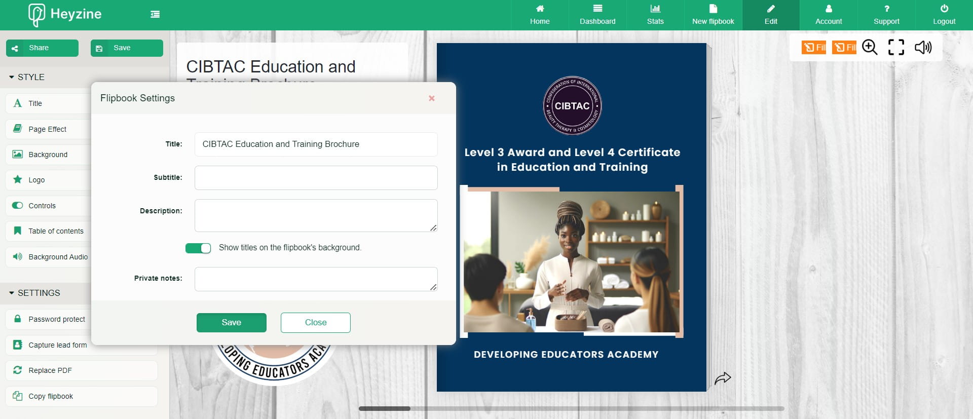 Click on "Save" when done