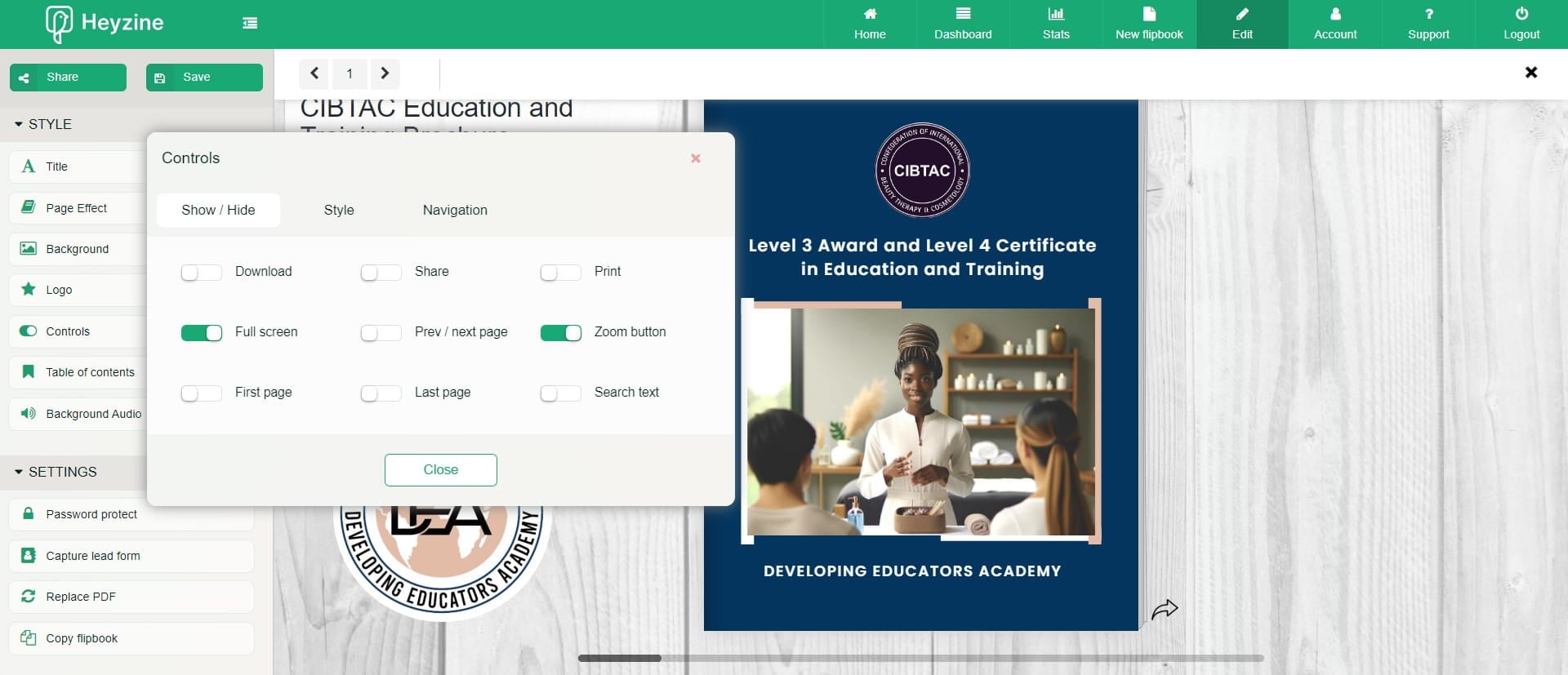 Click the Style and Controls: Show/Hide