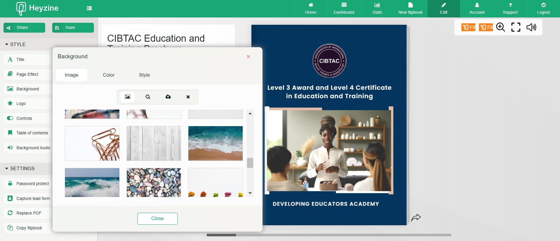 Select your background from template or upload your own