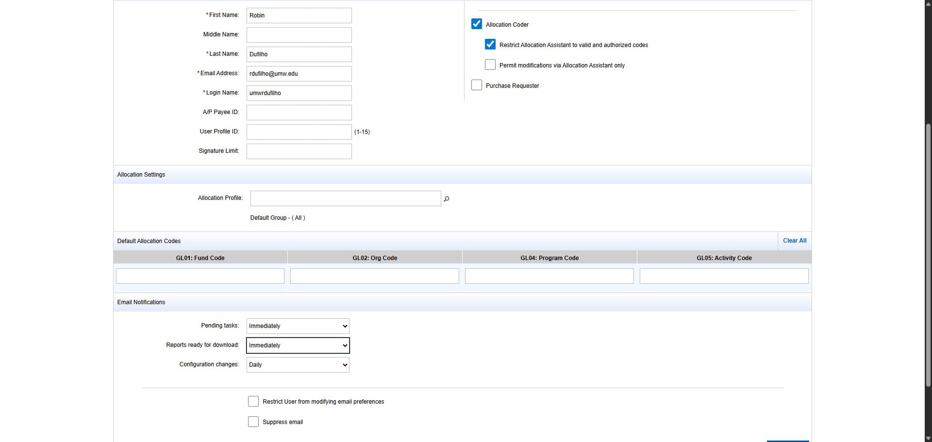 Change Configuration changes from Daily to "Never"