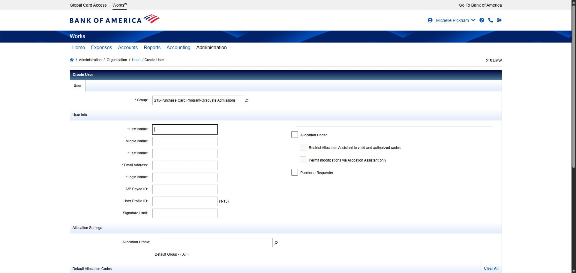 Enter the Cardholder's First Name.