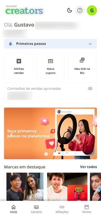 **Acesse "Afiliações".**
