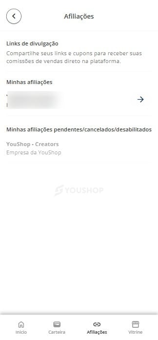 Acesse a afiliação aprovada.