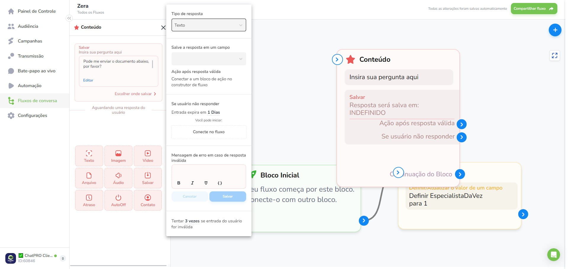 Click on "Texto"