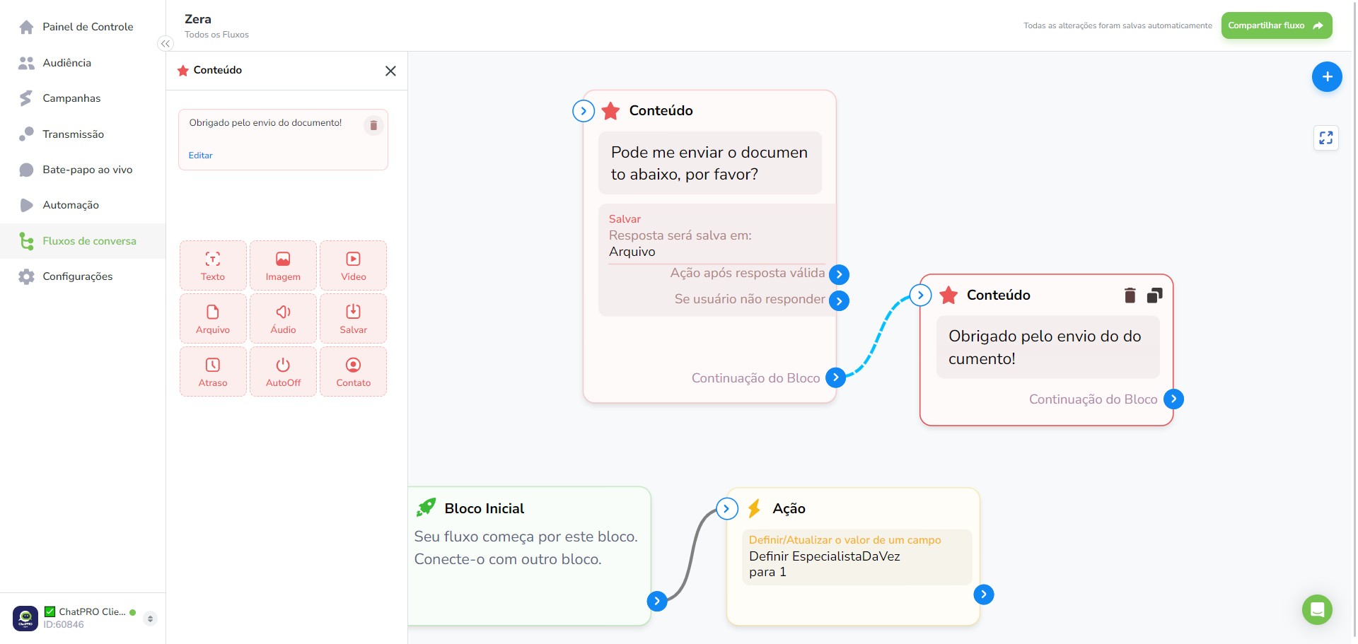 Click on "Obrigado pelo envio do documento!"