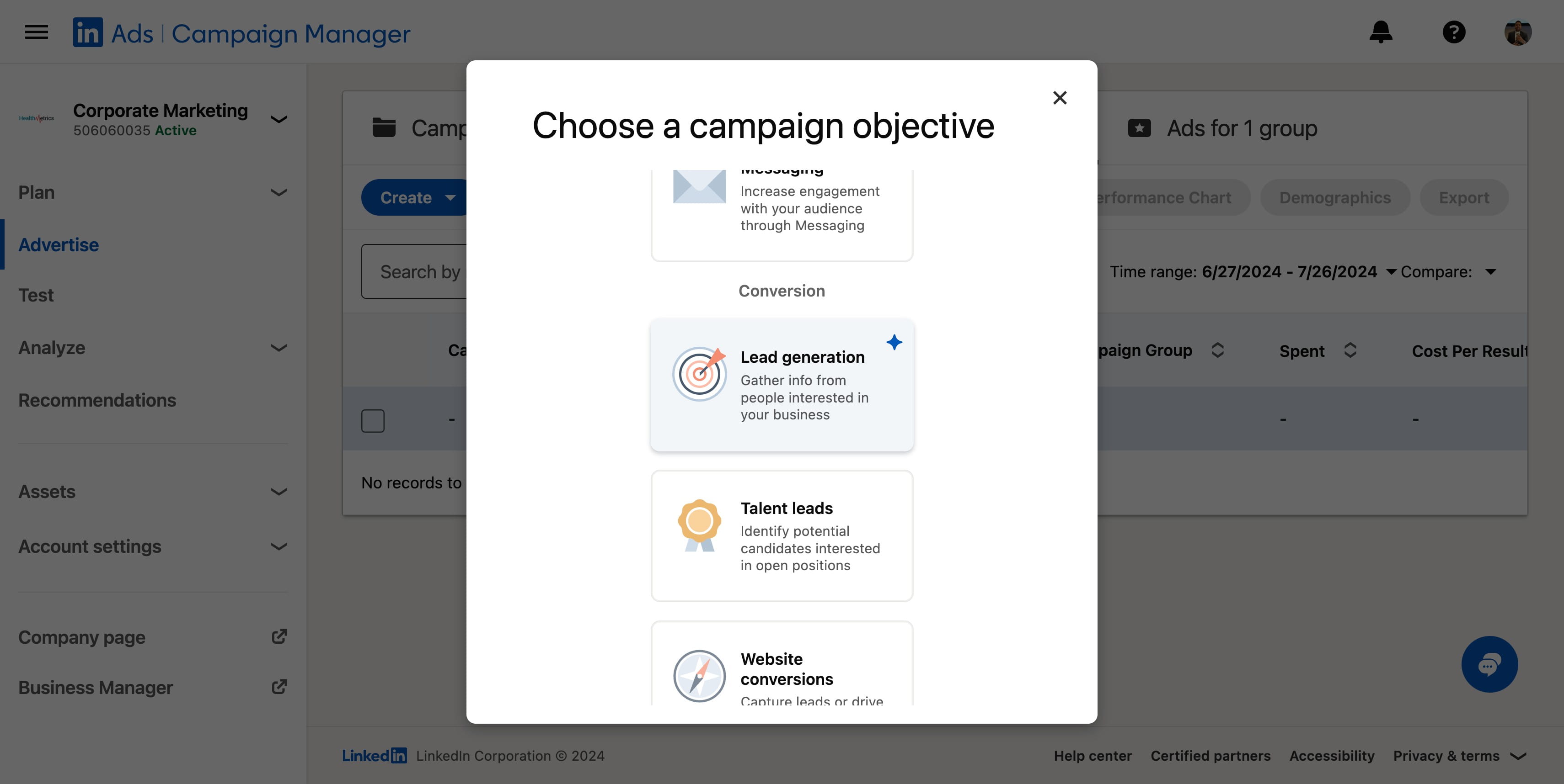 Click on "Gather info from people interested in your busines"